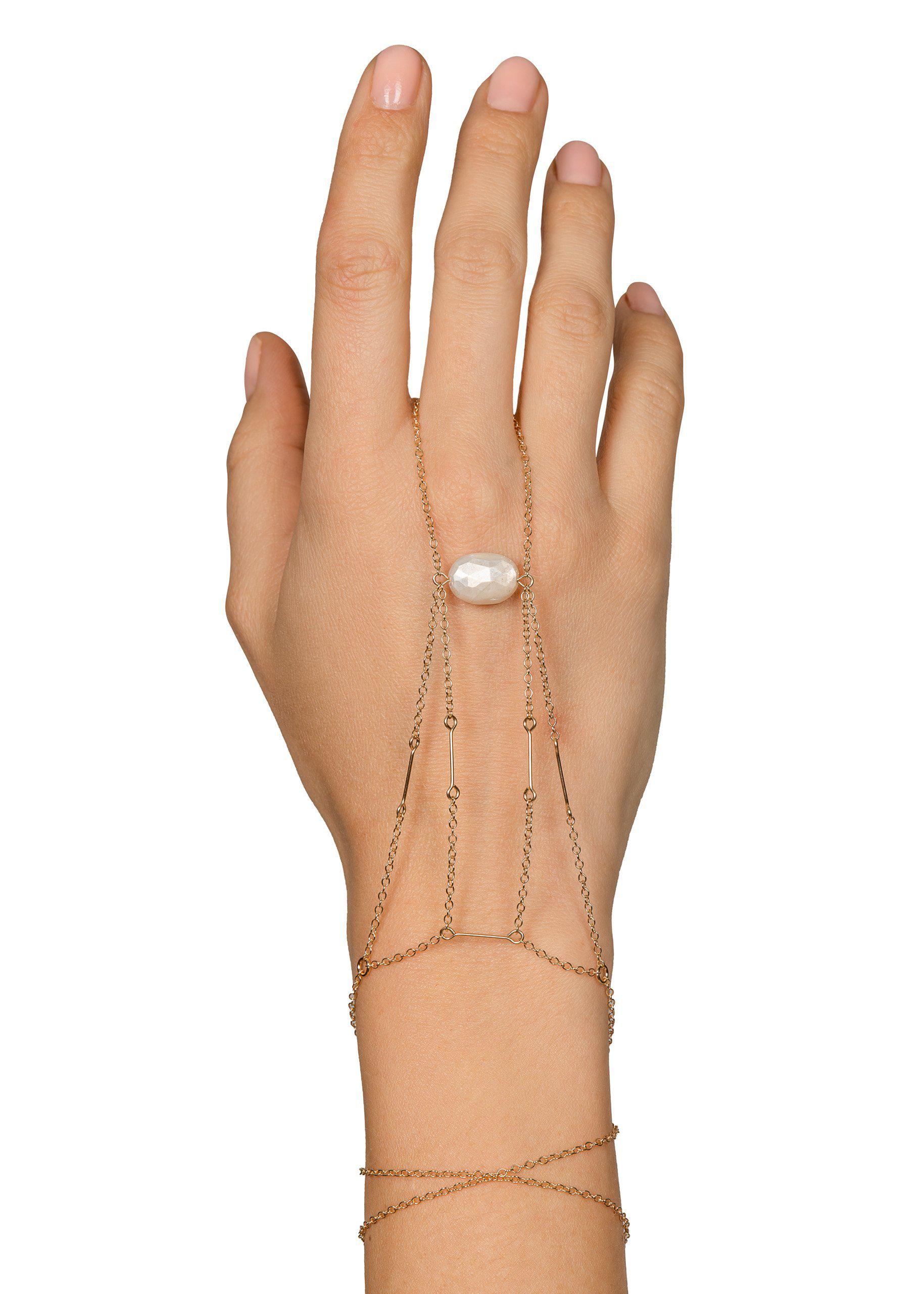 Manifestation Point Gemstone Hand Chain - Spiritual Healing Crystal Bracelet for Women | Yoga, Meditation & Positive Energy Jewelry