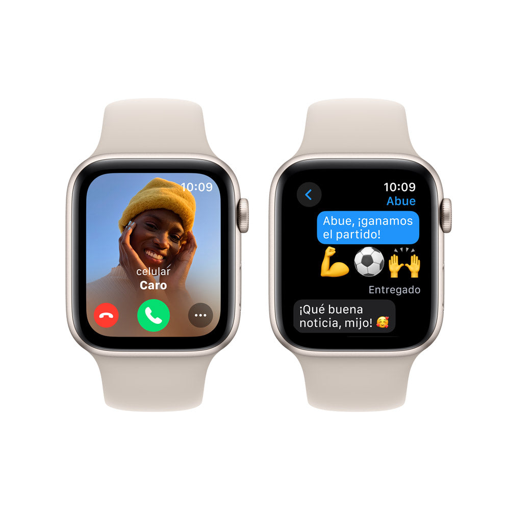 Apple Watch SE GPS 44mm - Starlight Aluminum Case with White Sport Band M/L - Perfect for Fitness Tracking & Everyday Wear