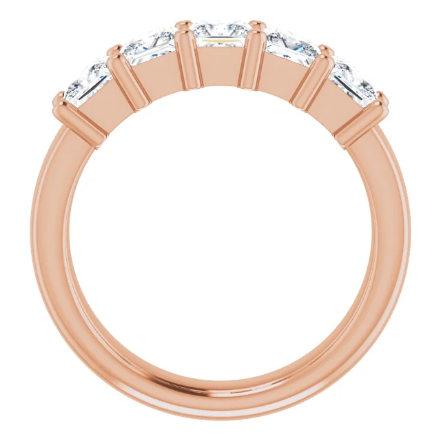 14KT Gold 1.5 CTW Princess Cut Diamond 5 Stone Wedding Band Ring for Women - Perfect for Engagement, Anniversary & Special Occasion Gifts