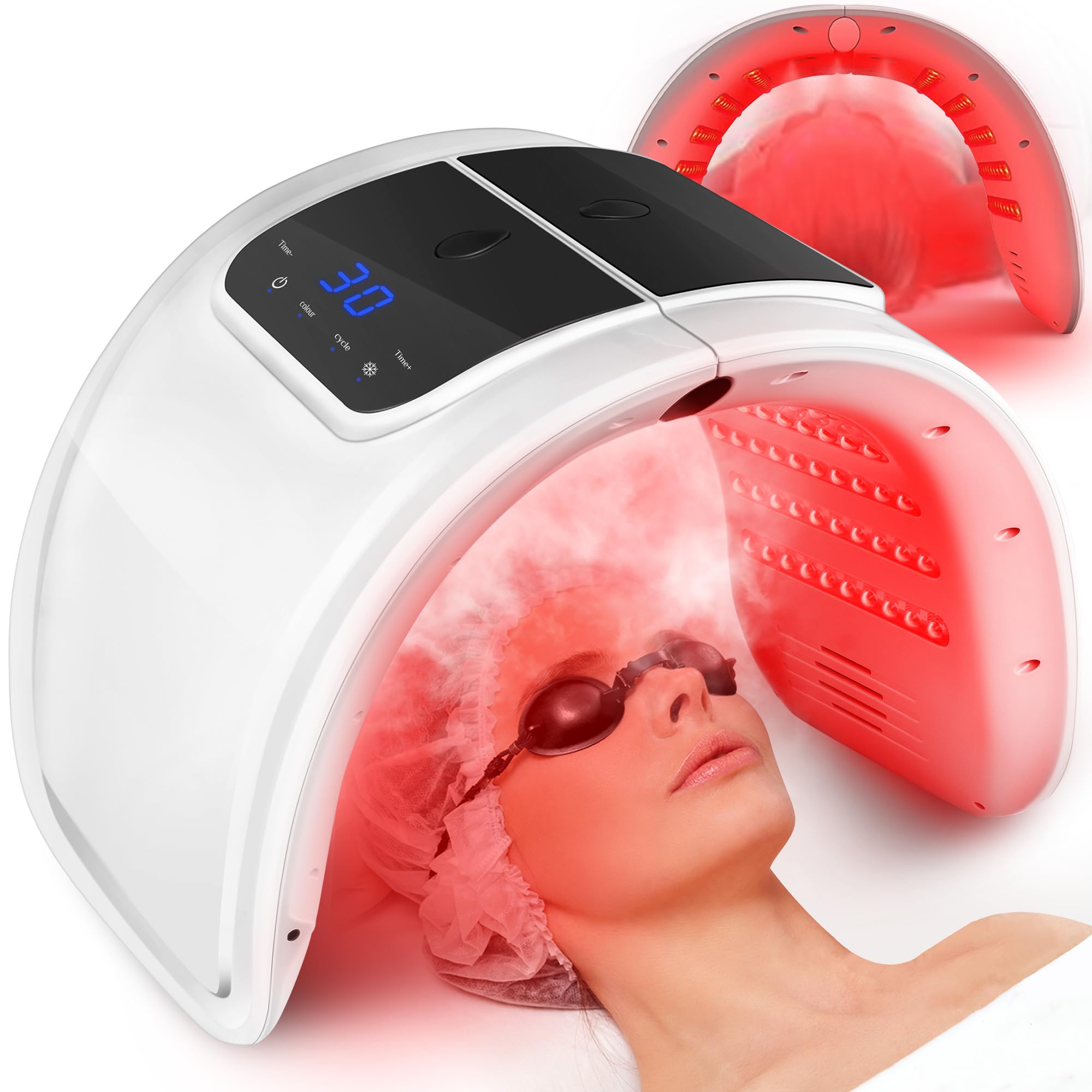 Red Light Therapy Mask - 7 Color LED Light Therapy for Skin Rejuvenation & Anti-Aging | Photon Face Mask with Cooling Spray Function | Perfect for Home Skincare & Acne Treatment