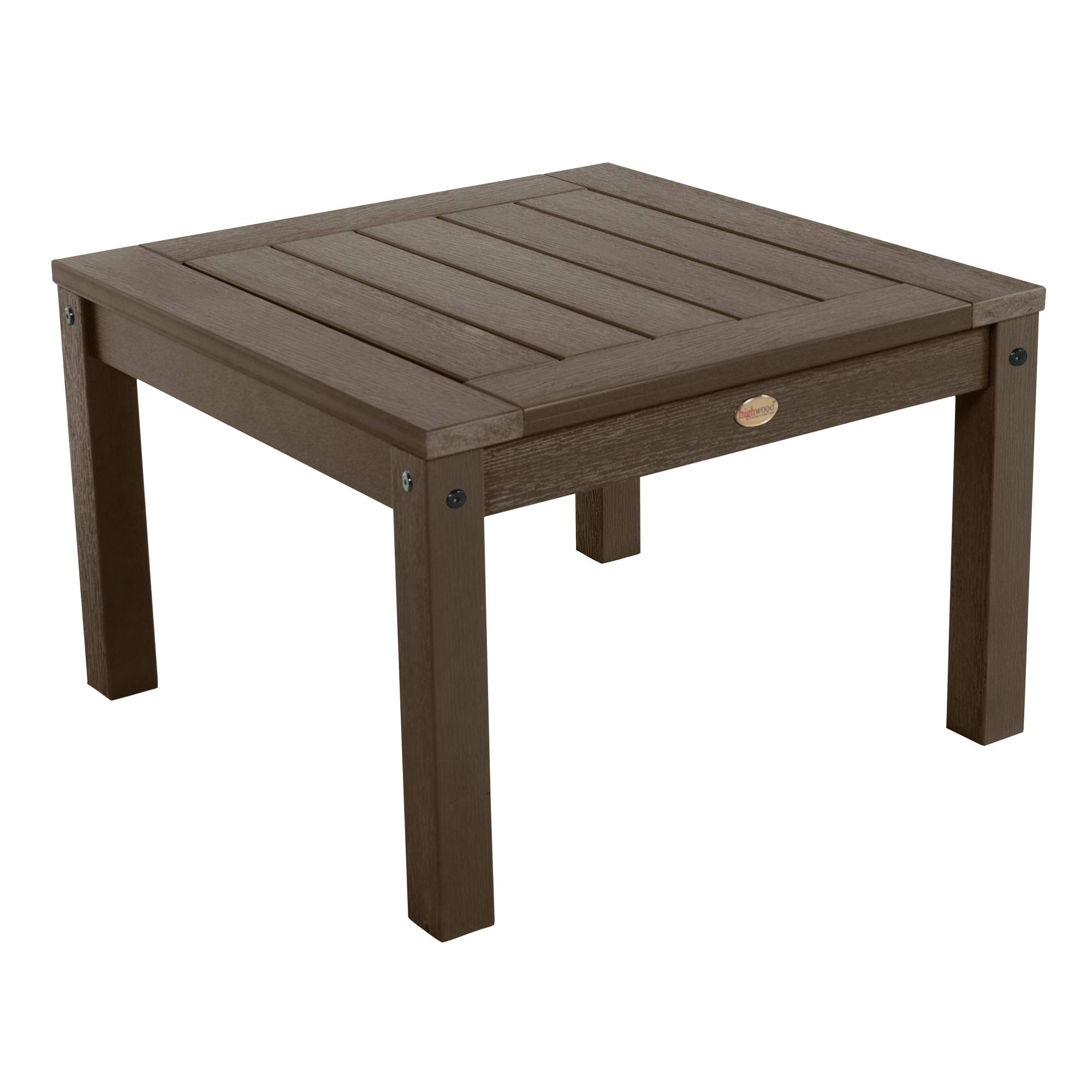 Highwood Lehigh 2-Piece Garden Chair Set with Square Side Table - Weather-Resistant Acorn Finish Patio Furniture for Outdoor Dining & Backyard Relaxation