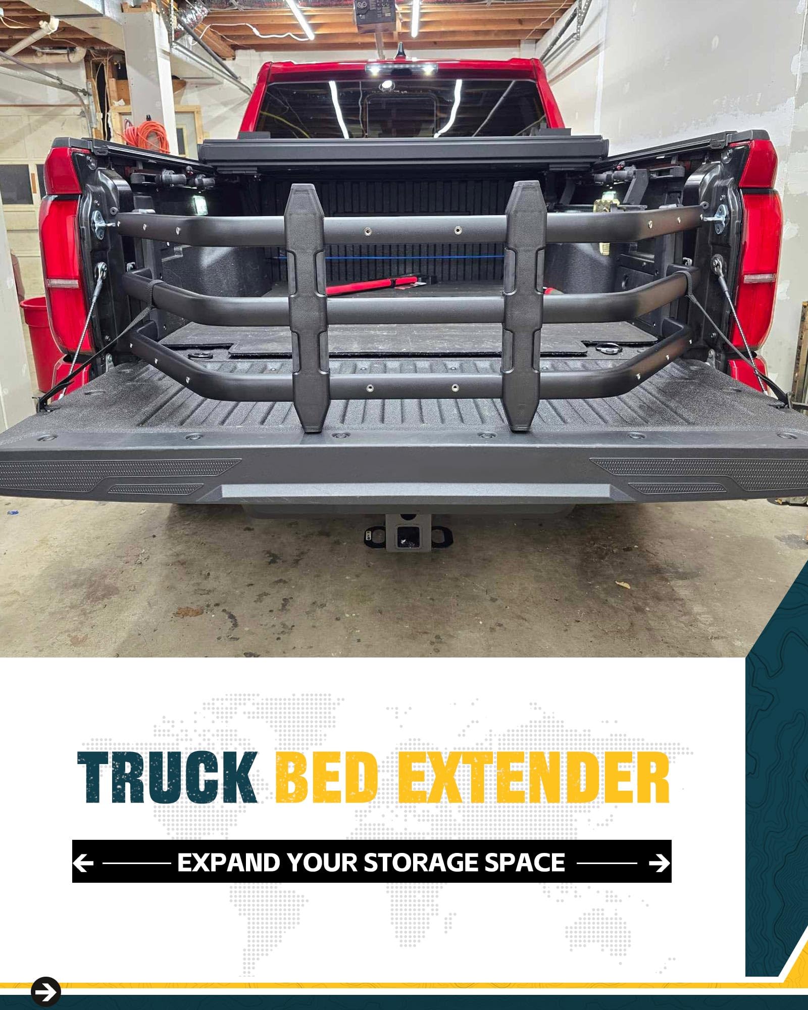 Heavy Duty Truck Bed Extender for Chevy Silverado 1500/2500/3500 (2019-2025) | Tailgate Extension | Cargo Hauling & Camping Accessory