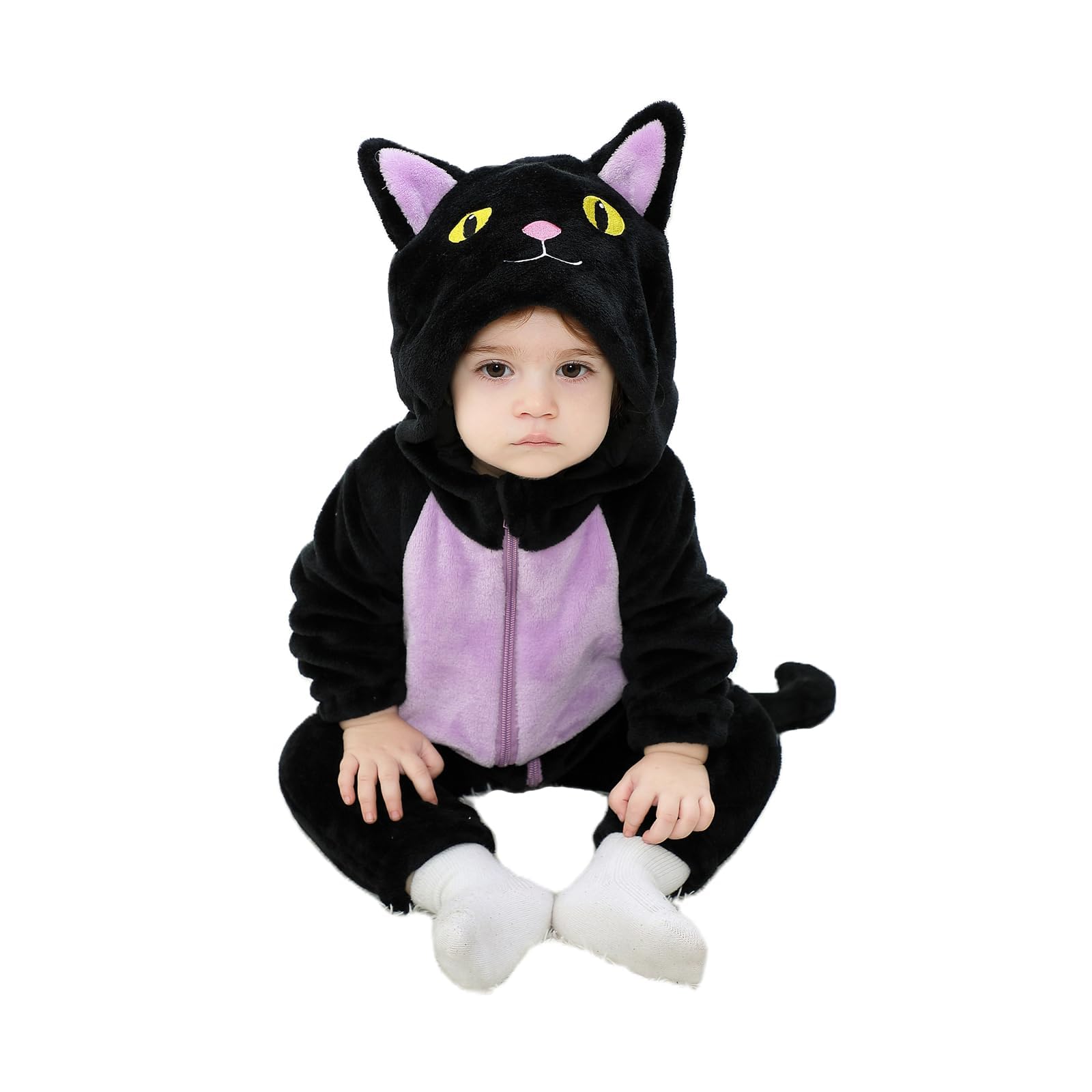 Eadrioss Black Cat Halloween Costume for Toddler - Soft & Warm Fuzzy Outfit for Baby Girls & Boys - Perfect for Fall, Winter & Halloween Parties
