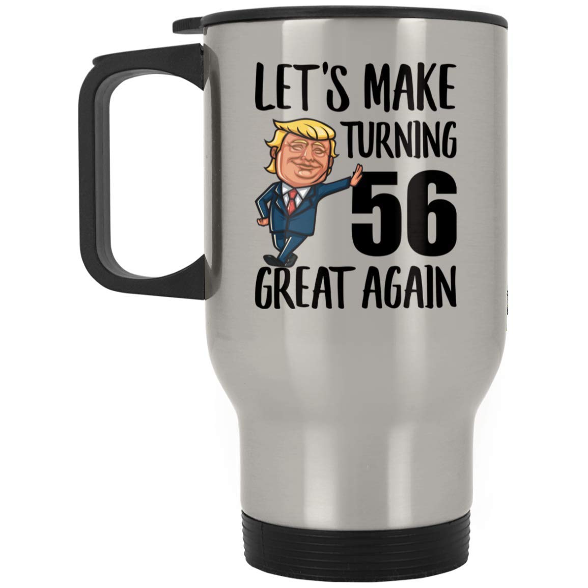 56th Birthday Gifts for Men & Women - 14oz Silver Travel Mug for 56 Year Olds Born in 1963 - Perfect for Coffee, Tea & Commuting - Great Christmas Gift Idea