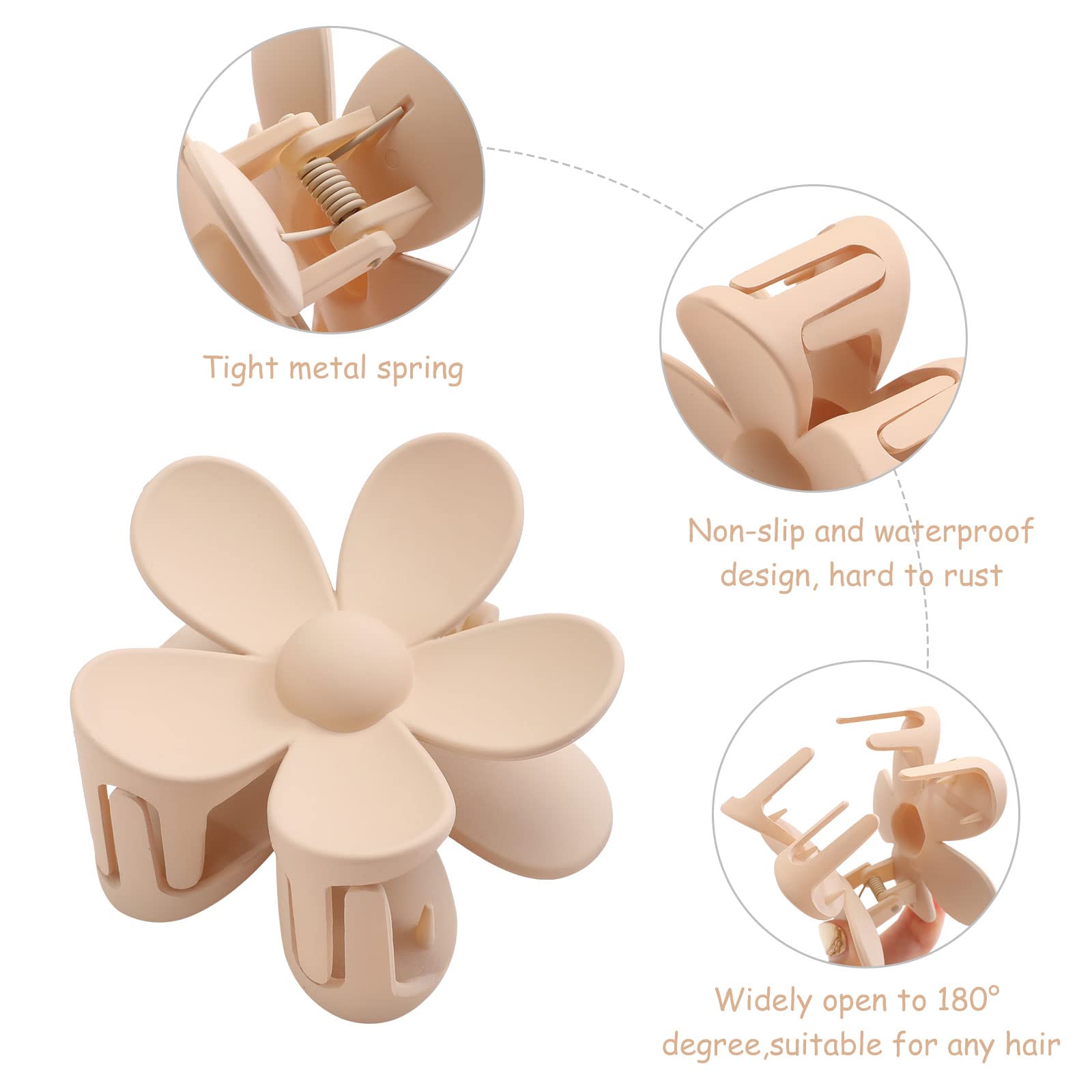 6PCS Matte Large Claw Hair Clips - Daisy Flower Hair Accessories for Women & Girls, Strong Hold Hair Clips for Thick & Thin Hair - Perfect for Everyday Wear, Parties & Gifts