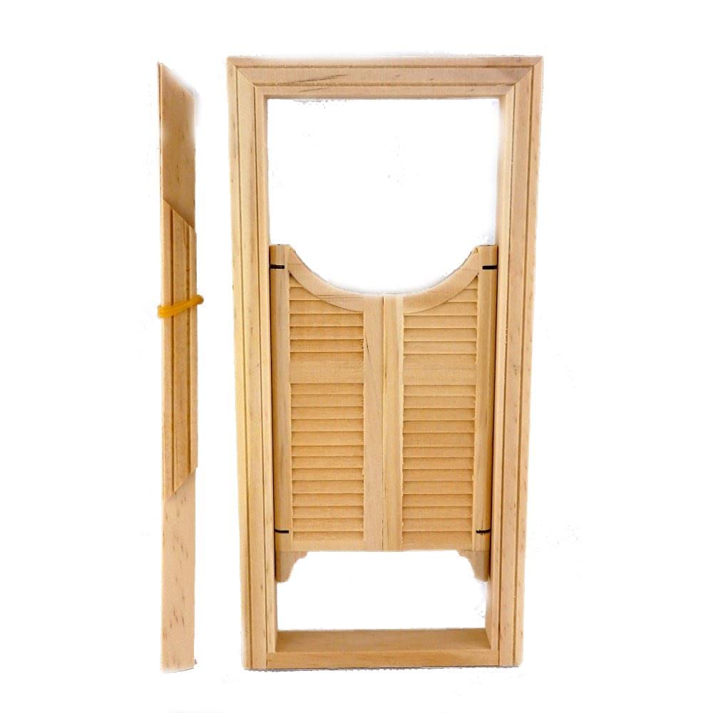 Handley House Dollhouse Miniature Double Swinging Doors - 1:12 Scale Wooden Hinged Doors for Dollhouse DIY & Model Building - Perfect for Victorian, Modern or Farmhouse Dollhouse Scenes
