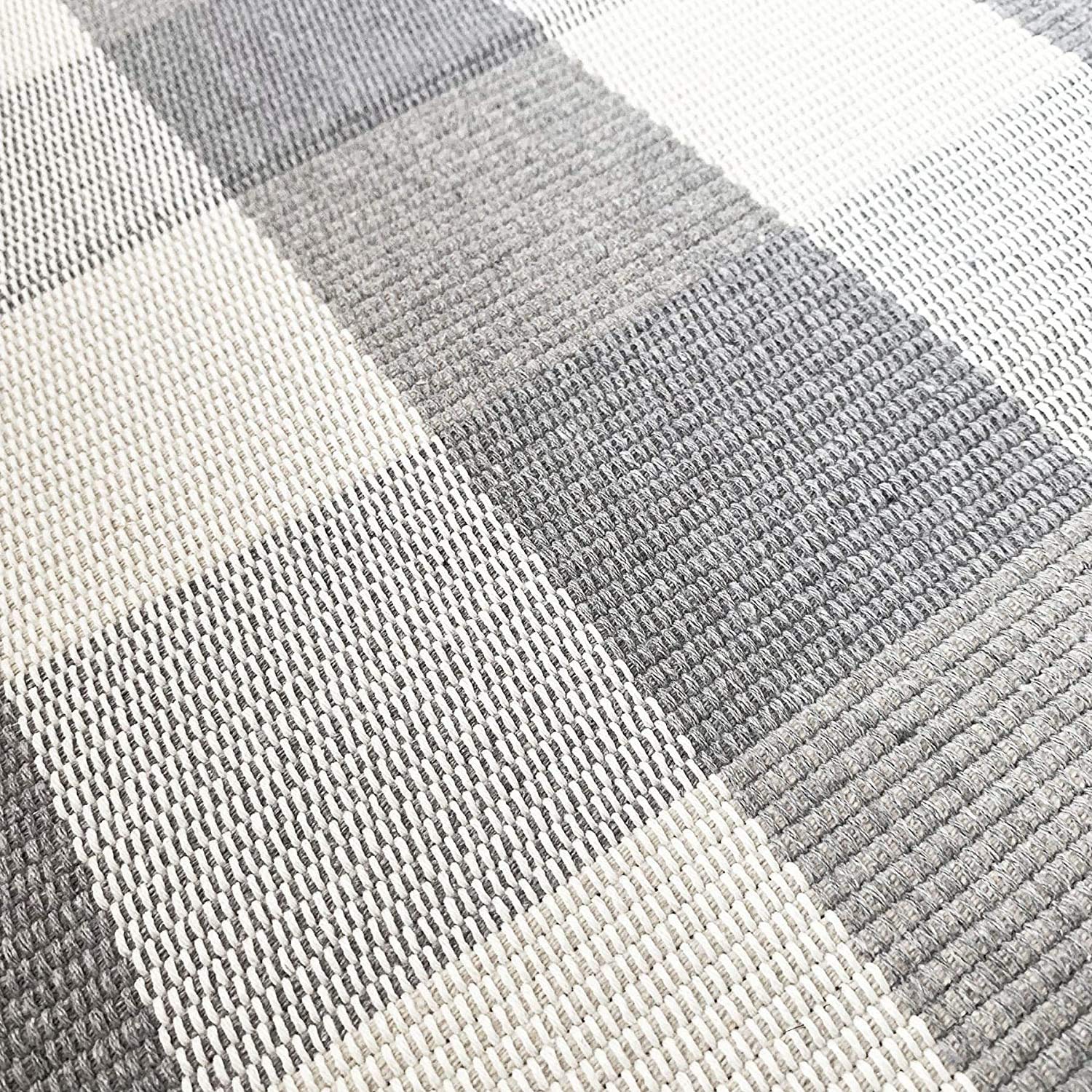 Ukeler Grey Buffalo Check Rug 43''×27.5'' - Non-Slip Layered Door Mat, Washable Indoor/Outdoor Welcome Mat for Entryway, Porch, and Home Decor