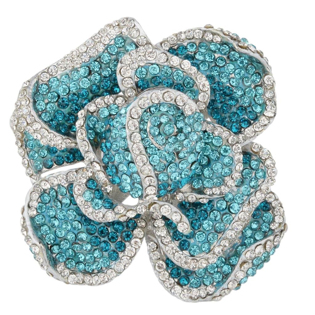 EVER FAITH Austrian Crystal Blooming Rose Flower Adjustable Statement Ring for Women - Elegant Fashion Jewelry Gift for Wedding, Party & Special Occasions