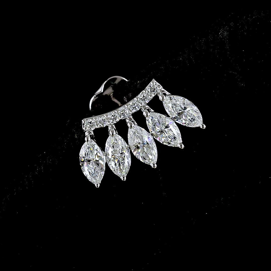 1.35 Carat Lab Grown Diamond E VS Crawler Earrings in 14K White Gold - Elegant Wedding & Party Jewelry for Women
