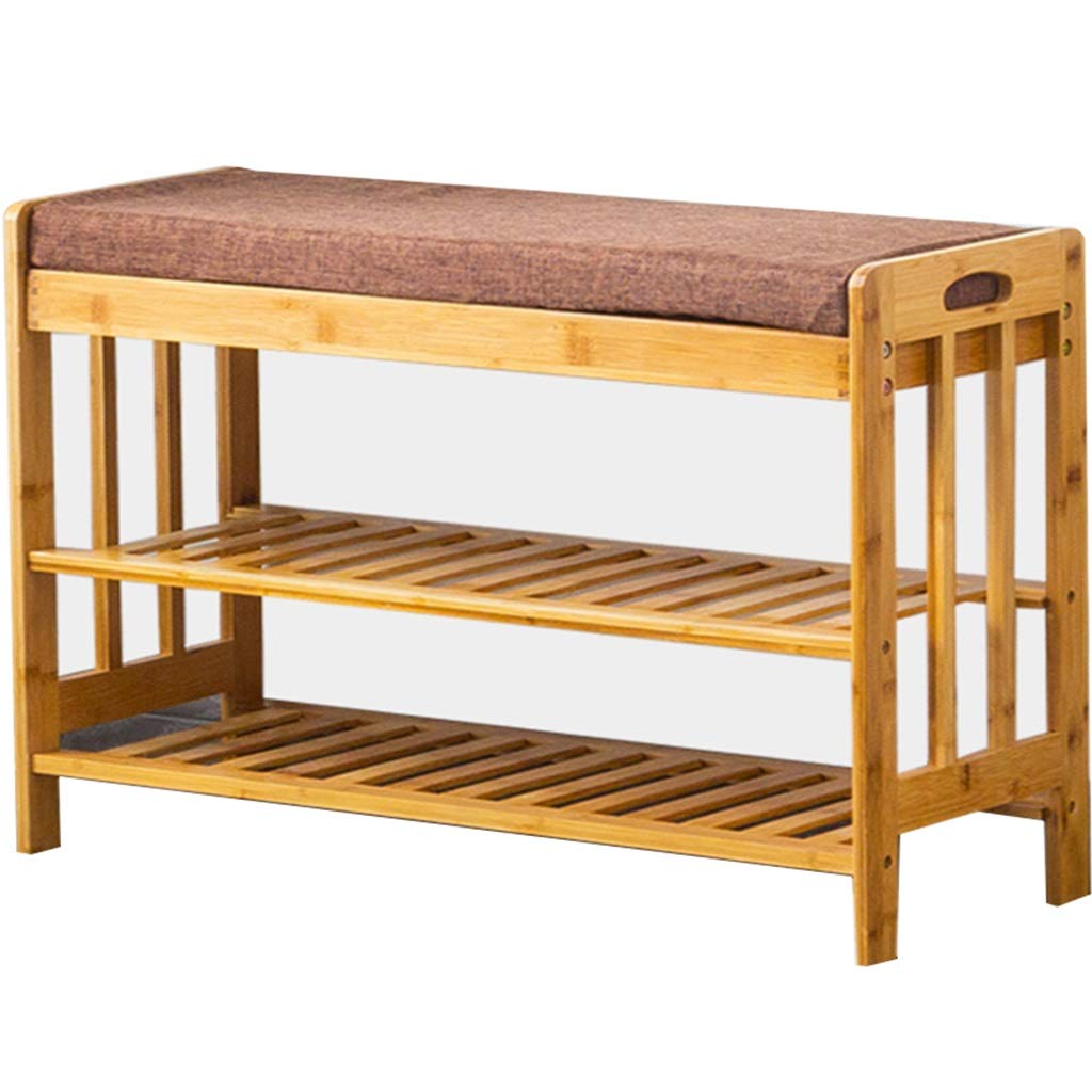 Double-Layer Entryway Shoe Rack with Cushion - Large Capacity Shoe Storage Cabinet & Rest Bench for Hallway (Primary Colors, 57x30x50cm) - Perfect for Small Spaces & Home Organization