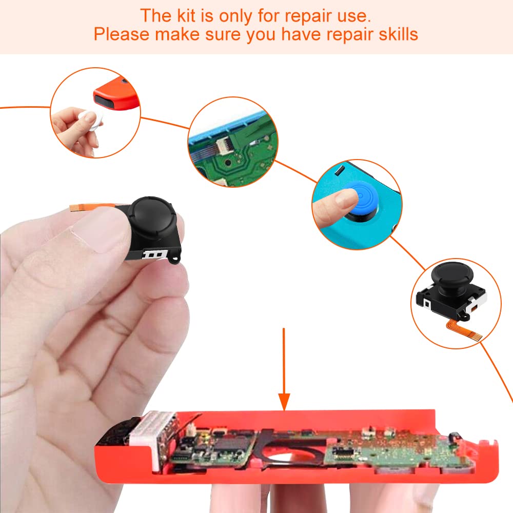 Original GeeekPi Guli Hall Joystick for Nintendo Switch JoyCon Replacement - No Drifting, Electromagnetic Stick, 50% Power Saving, High Precision Response, Replaceable Stick Cap - Perfect for Switch OLED Repair & Gaming (2-Pack)