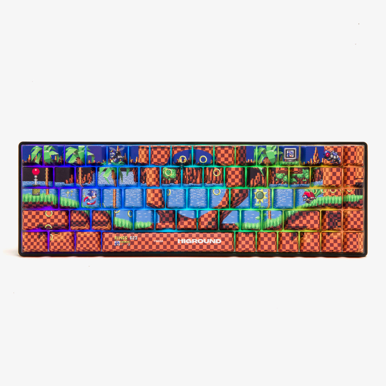 Sonic x Higround Green Hill Zone Gaming Keyboard - Mechanical RGB Backlit Wired Keyboard for PC, Mac - Perfect for Gamers, Streamers & Office Work