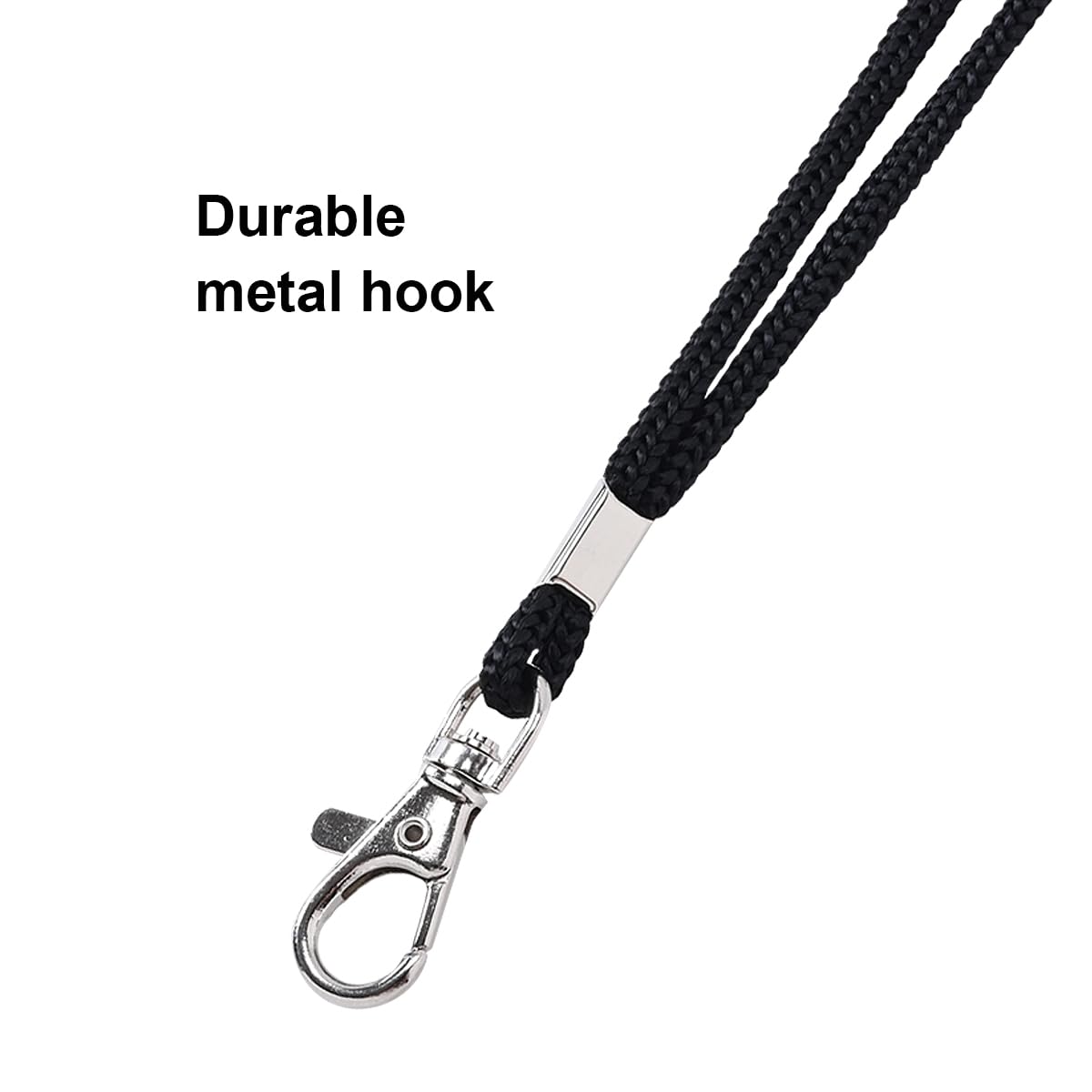 Durable Nylon Round Cord Lanyard with Detachable Breakaway Safety Buckle & Metal Clasp - Waterproof ID Badge Card Holder for Work, Events, Conventions and School