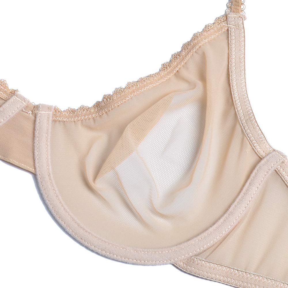 YANDW Sexy Sheer See Through Bras - Unlined Underwire Lace Mesh Bralette for Women | Ultra Thin Non-Padded Clear Bra | Perfect for Date Night, Lingerie Looks & Sensual Occasions