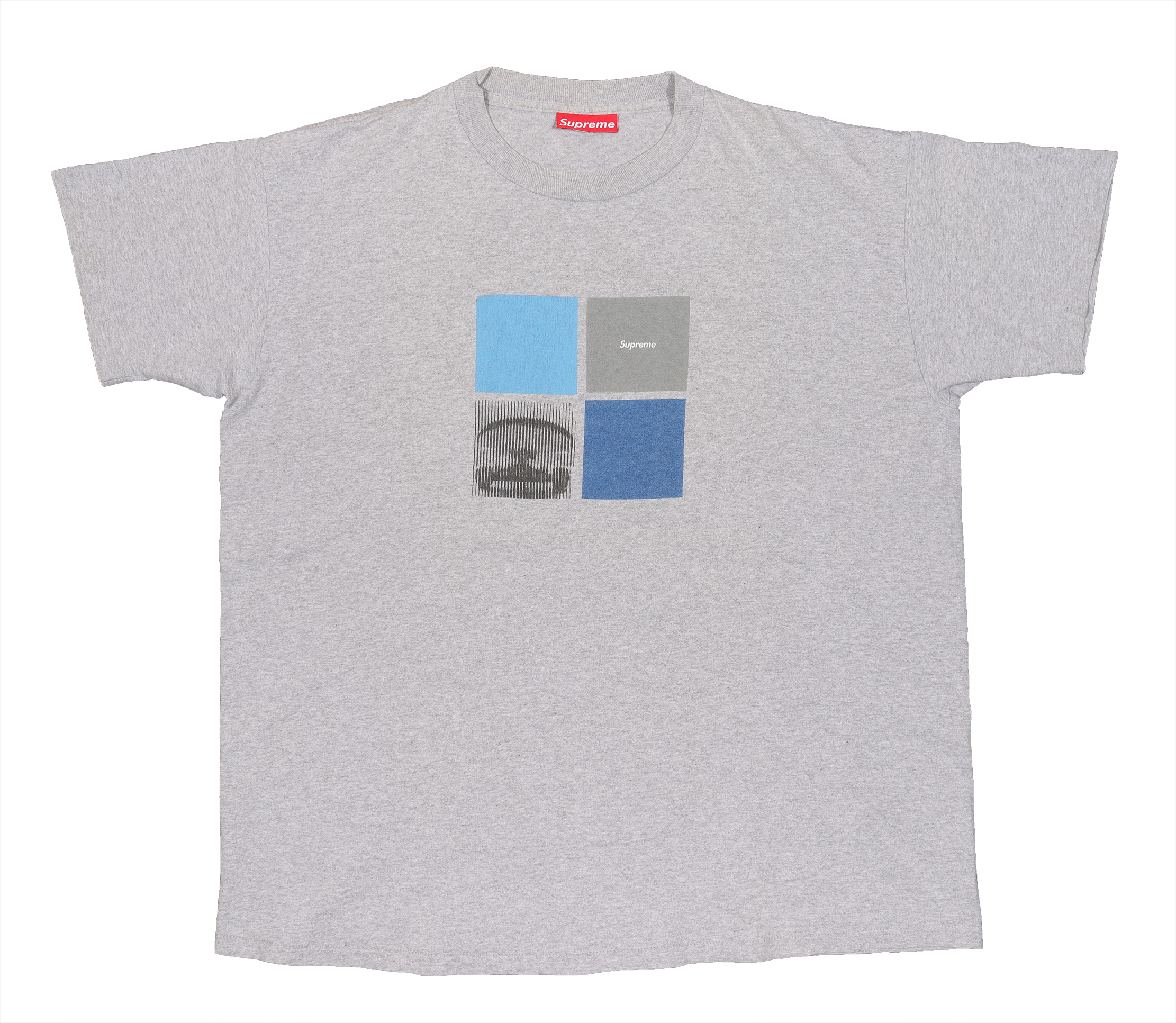 Vintage 1995 Four Squares Graphic T-Shirt - Soft Heather Grey Cotton Tee for Men & Women | Retro Streetwear, Casual Outfit Essential