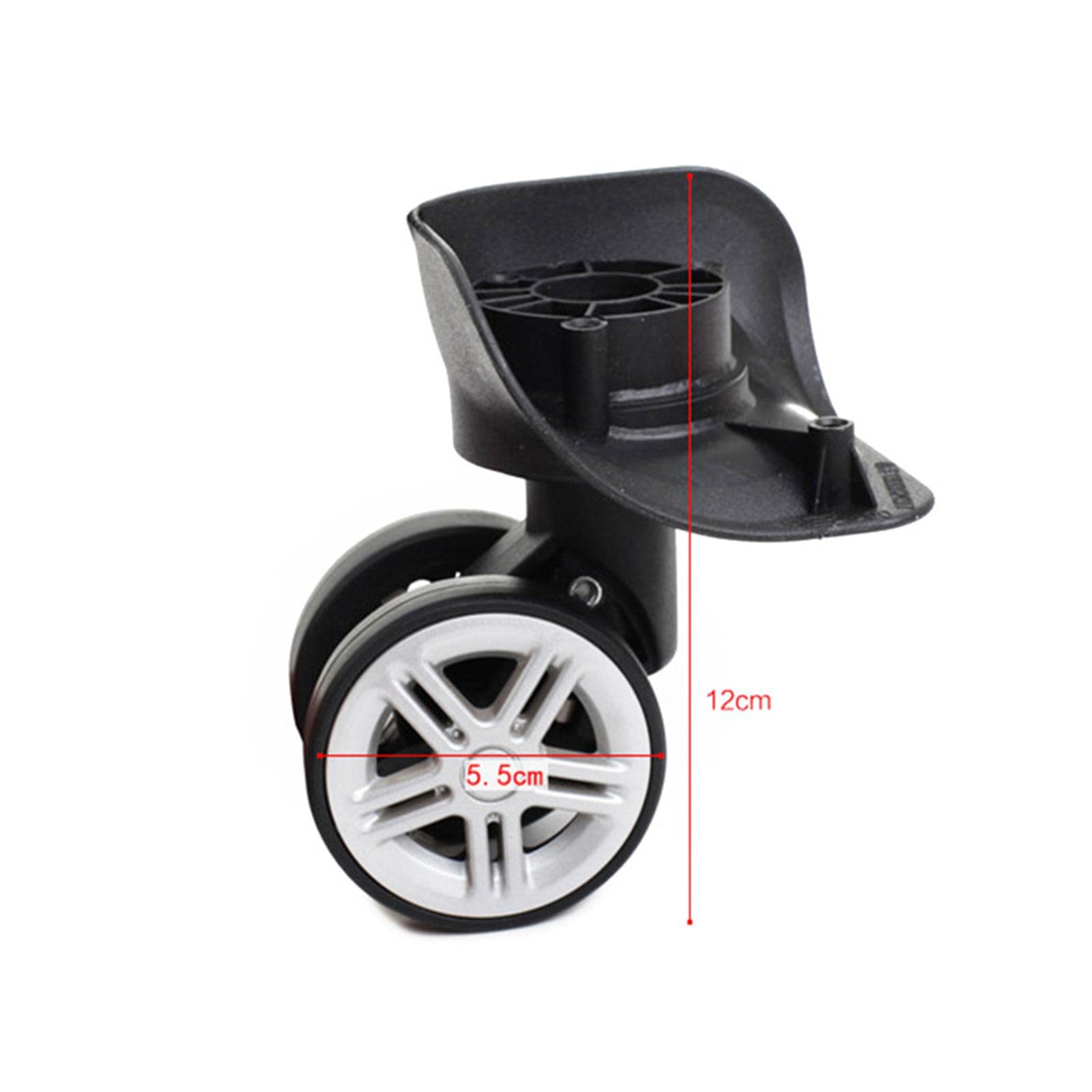 4-Pack Black Swivel Luggage Wheels - Replacement Suitcase Casters for Travel Trolley Repair - Durable Suitcase Accessories for Smooth Rolling (Ideal for Business Trips & Vacation Luggage)