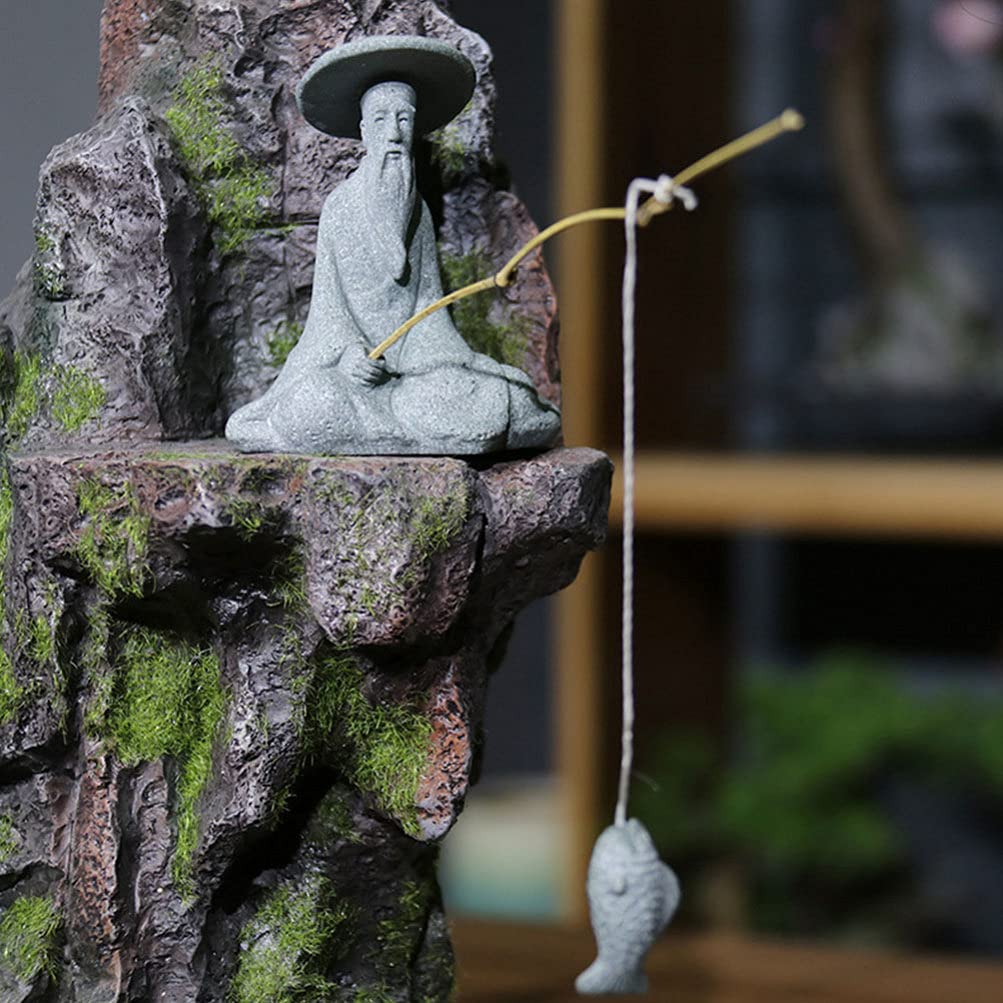 Handmade Cabilock Fairy & Fisherman Miniature Figurines - Sandstone Aquarium Decor, Fish Tank Ornaments, Bonsai & Photo Props - Perfect for Home, Office & Garden Decoration