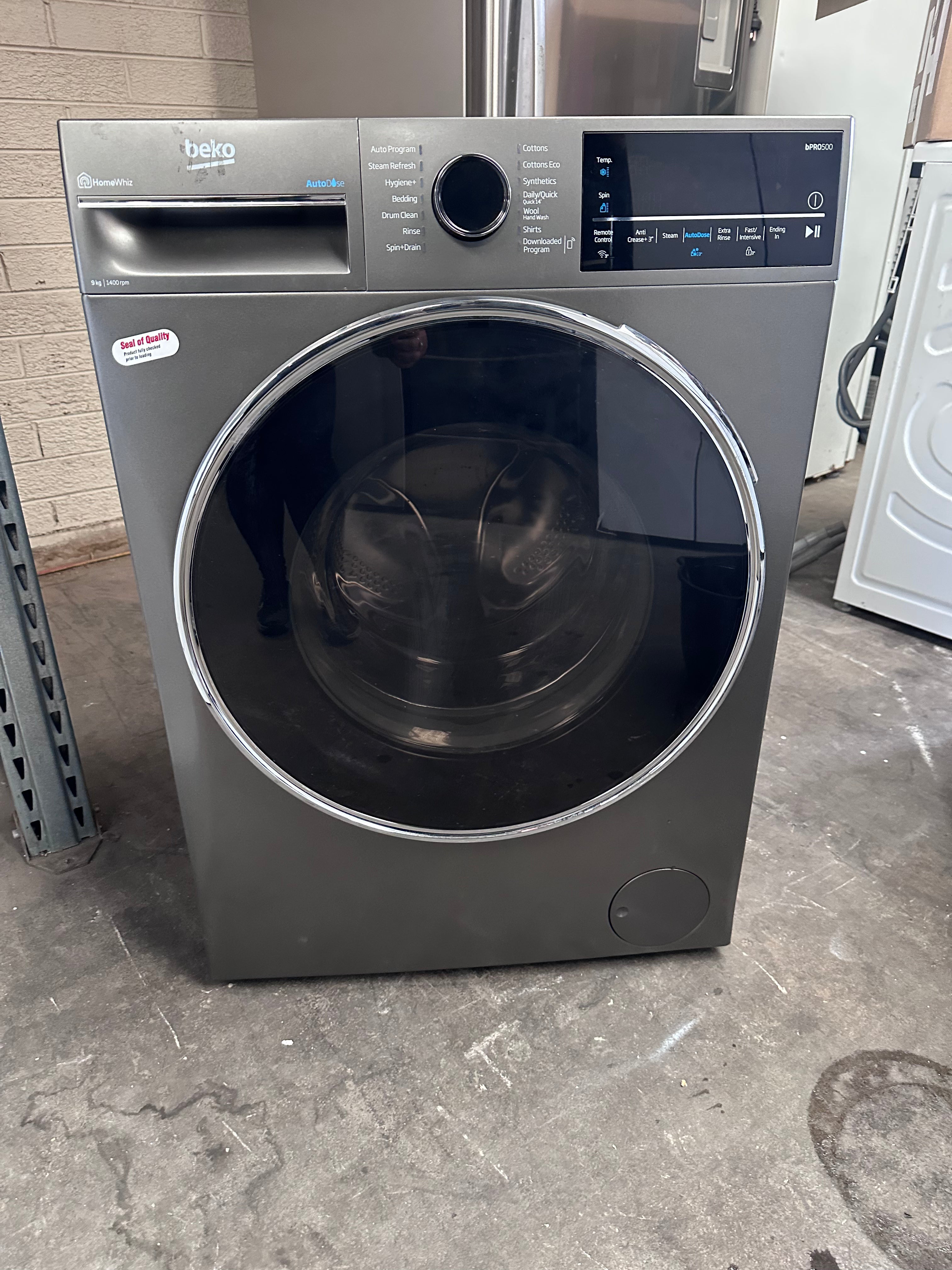 Beko BFLB904ADG 9kg Auto Dose Front Load Washing Machine - Graphite (Factory Second) | Energy Efficient Laundry Solution for Apartments & Small Homes