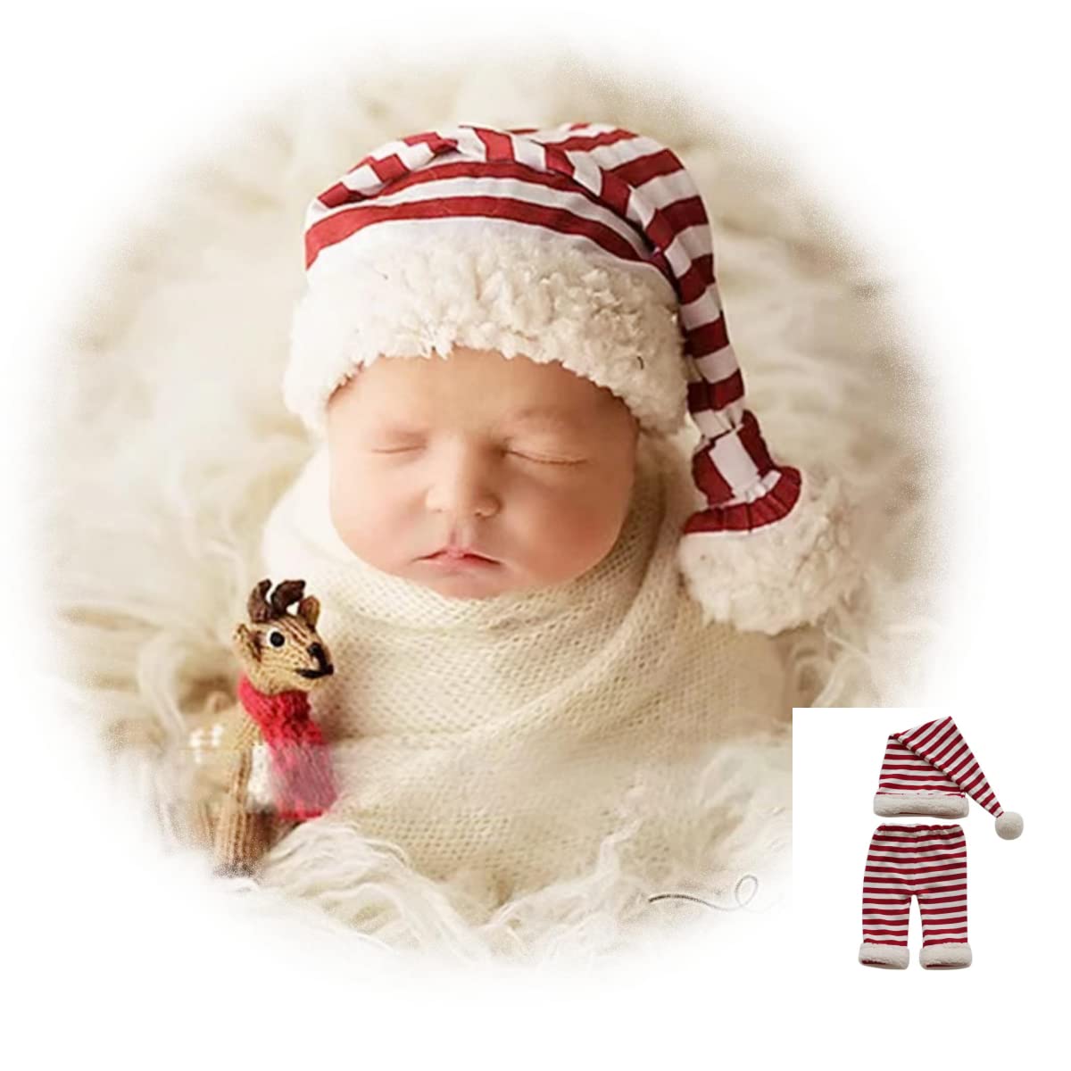 Newborn Baby Photography Outfit - Christmas Photo Prop Set for Infant Photography, Baby Shower & Holiday Portraits