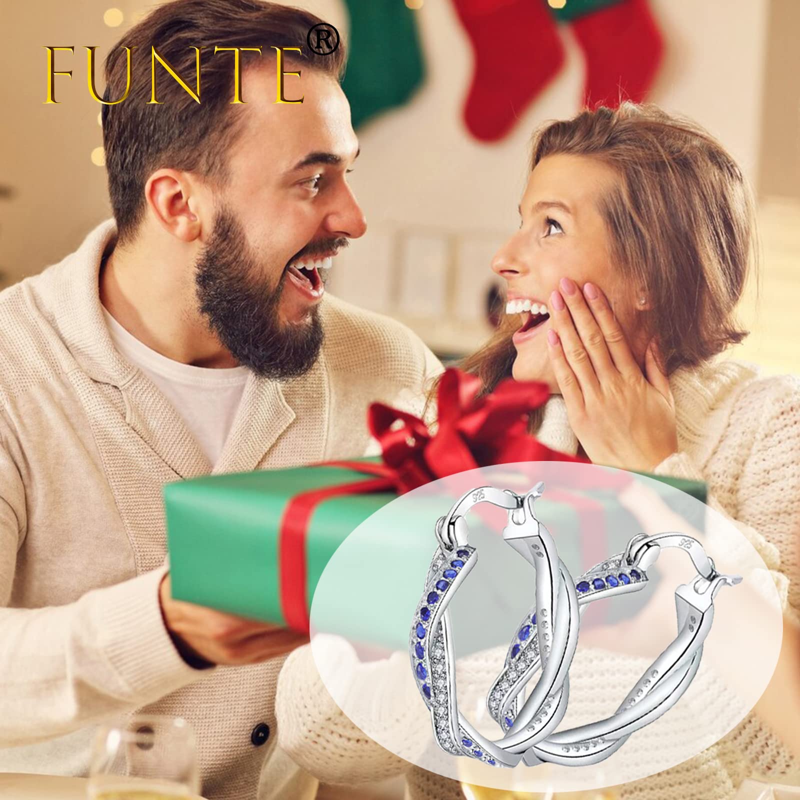 FUNTE® 925 Sterling Silver Hoop Earrings for Women - Lightweight Twisted Hoops with Cubic Zirconia, 20MM/30MM Size Options | Elegant Everyday Jewelry, Perfect for Office, Date Night & Special Occasions