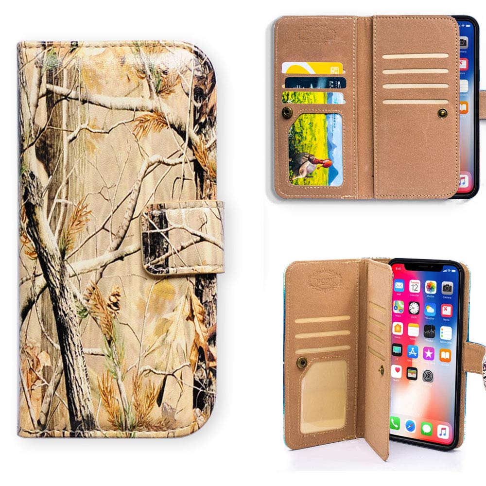 **Premium Camo Tree PU Leather Wallet Case for iPhone 11 Pro Max – Flip Folio Cover with Credit Card Slots, ID Holder & Wrist Strap | Stylish & Functional for Daily Use, Travel & Business**