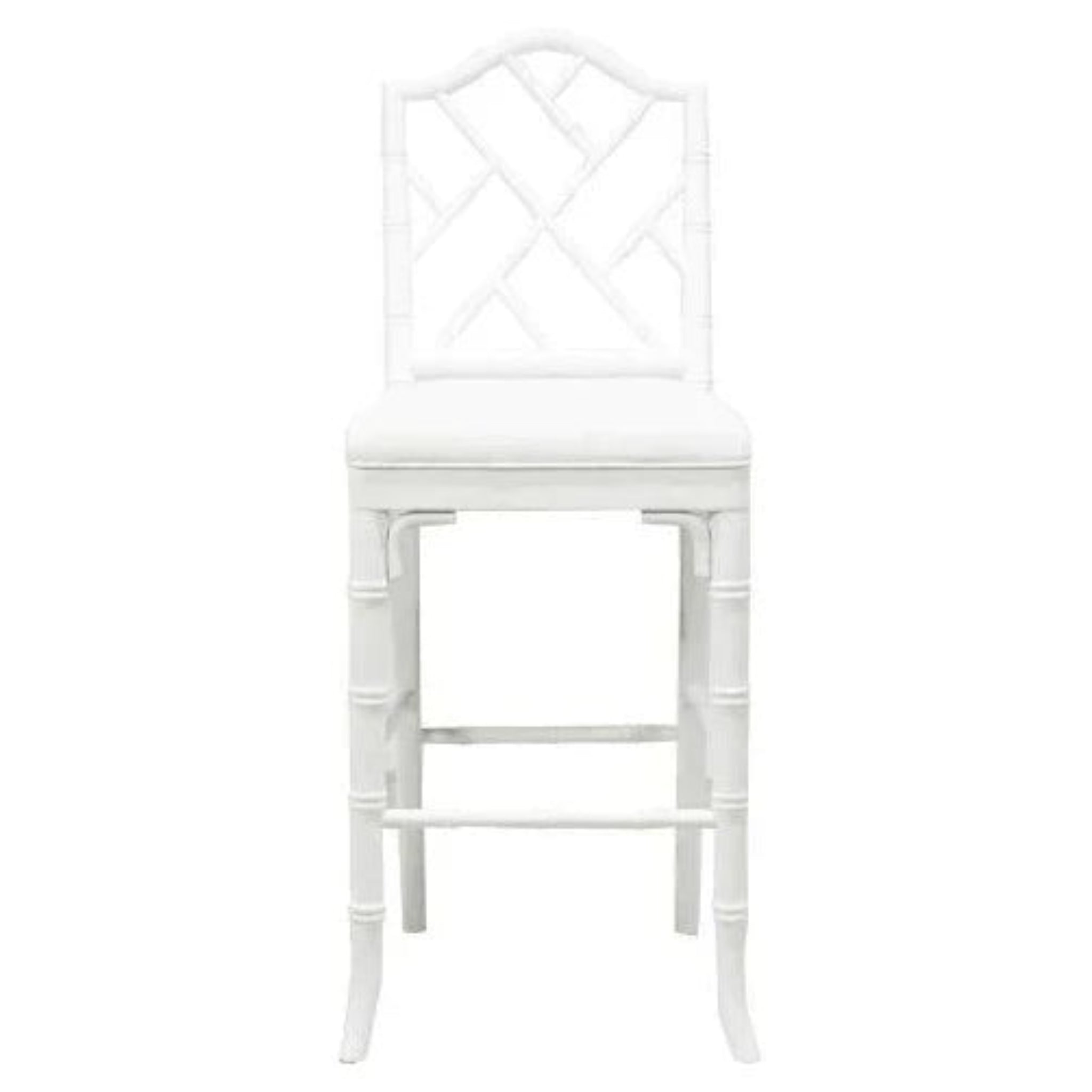 Annette White Chippendale Counter Stool - Elegant Upholstered Bar Stool for Kitchen Island, Breakfast Nook & Dining Room Decor