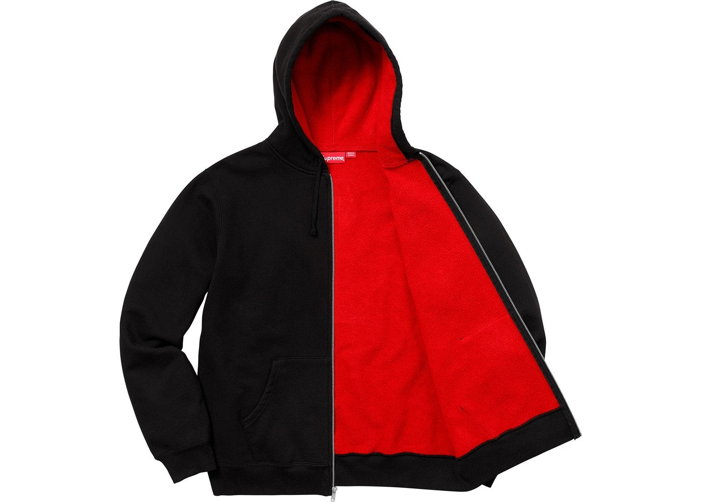 Supreme Contrast Zip Up Hooded Sweatshirt - Black Men's Streetwear Fashion Hoodie for Urban Style & Casual Wear