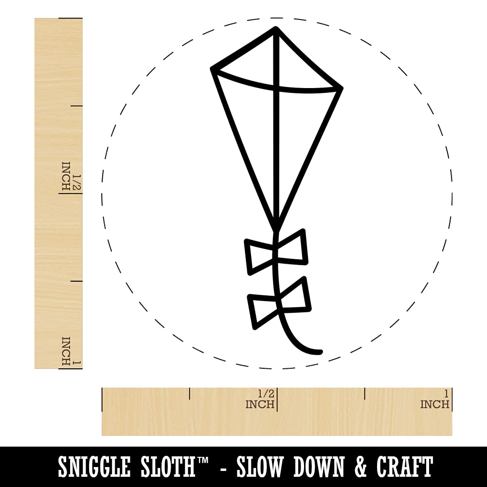 Cute Kite Outline Self-Inking Rubber Stamp - 1 Inch Medium Blue Ink Stamper for DIY Crafts, Scrapbooking & Planner Decoration - Perfect for Journals, Cards & Gift Wrapping