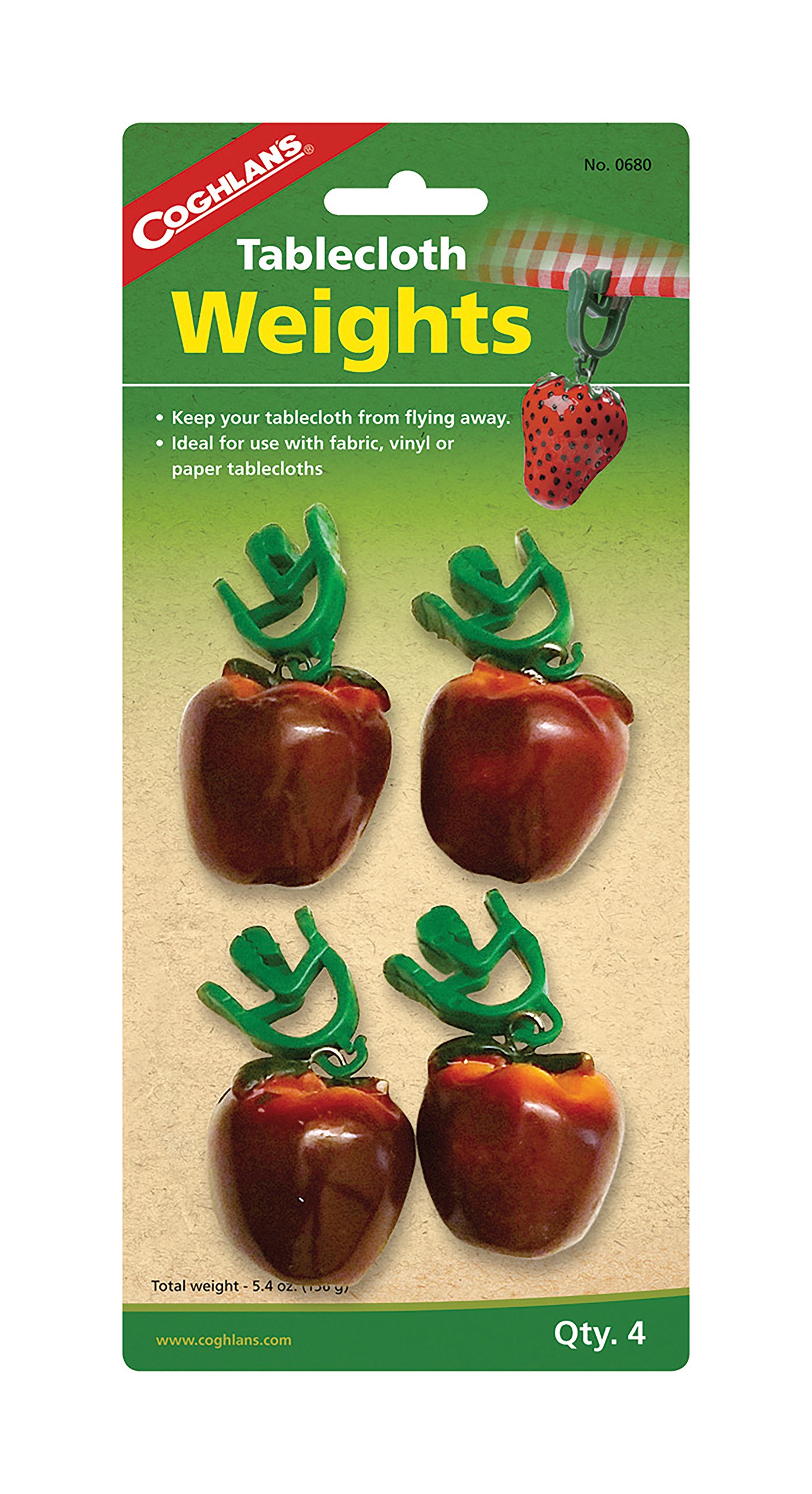 Coghlans 680 Tablecloth Weights - 4-Pack Heavy Duty Clips for Outdoor Picnics, BBQs, and Camping - Secure Table Coverings in Windy Conditions