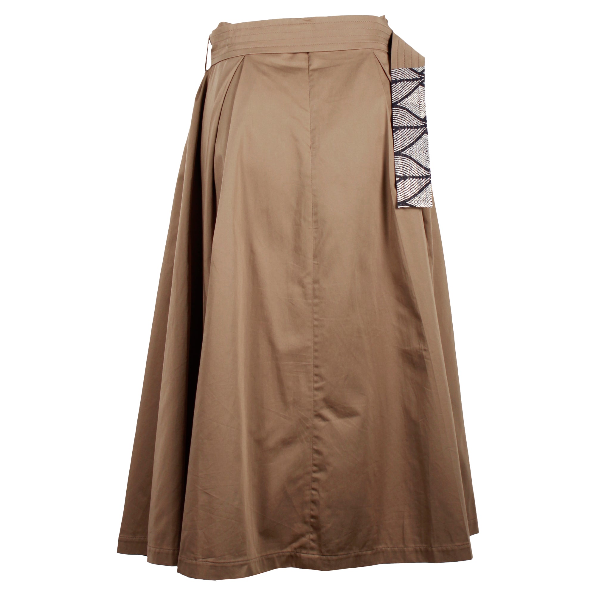 Max Mara Beige Cotton Pleated Midi Skirt for Women | Elegant Office & Party Wear | Perfect for Work, Weddings & Special Occasions