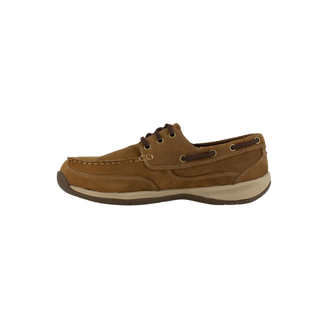 **Steel Toe Slip-On Work Shoes for Men - Brown Sailing Club Safety Shoes - Comfortable & Durable for Construction, Warehouse & Outdoor Work**