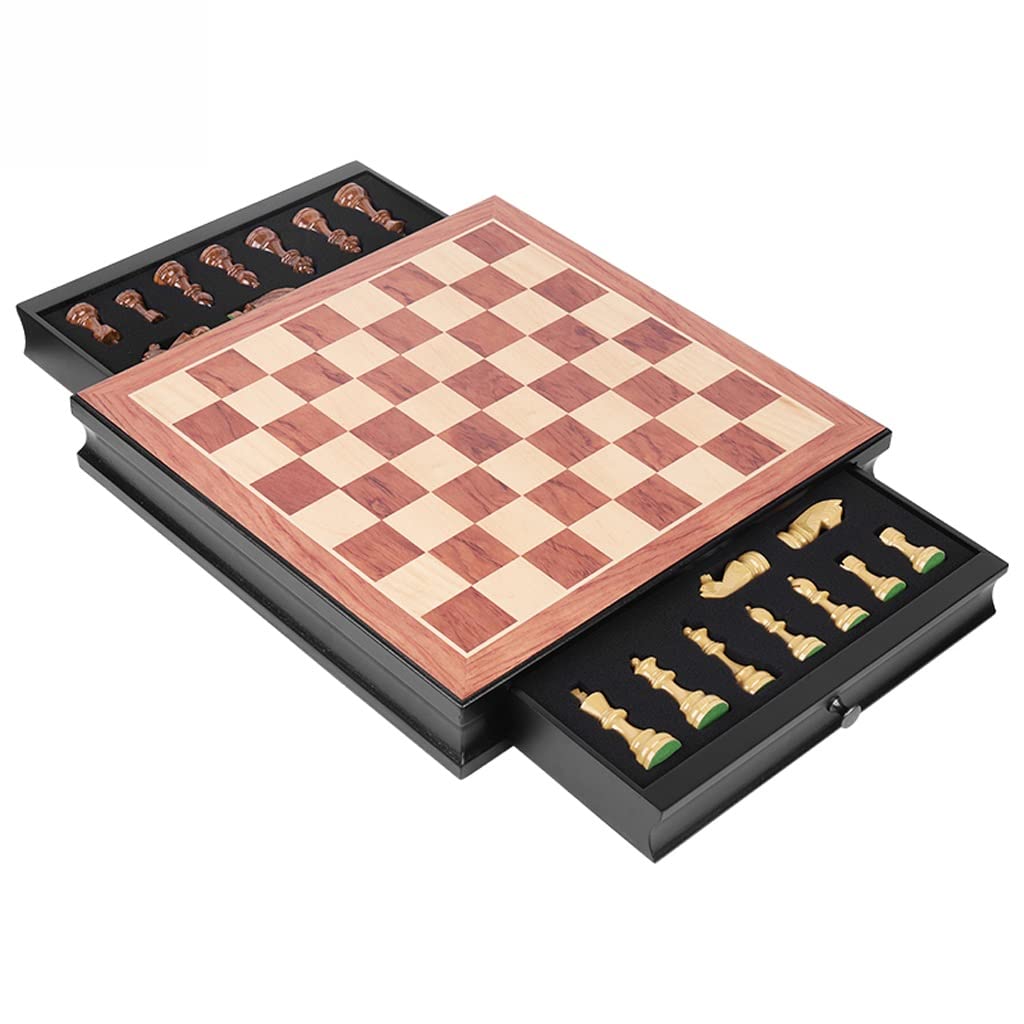 SCUUBE Magnetic Wooden Chess Set with 2 Built-in Storage Drawers - Portable Chess Board Game for Beginners & Adults | Perfect for Travel, Home Decor & Gift Giving