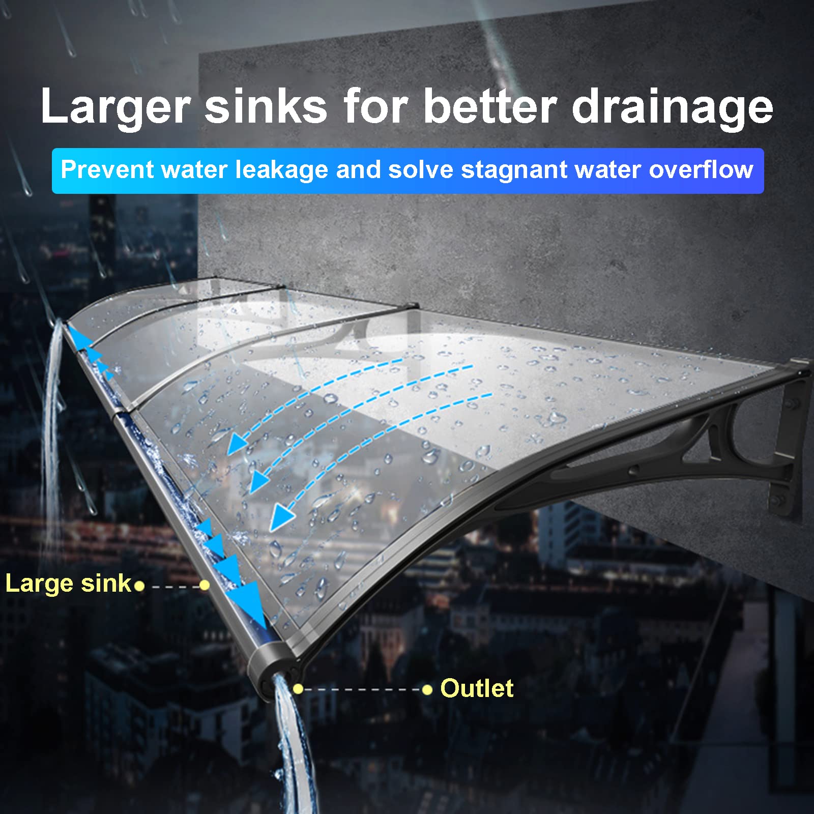 Modern Polycarbonate Front Door Canopy - UV Rain & Snow Protection Awning (80x100cm/32x40in, Blue) - Durable Hollow Sheet Design for Patio, Window & Entryway Shelter - Perfect for Sun Protection & Outdoor Weather Defense
