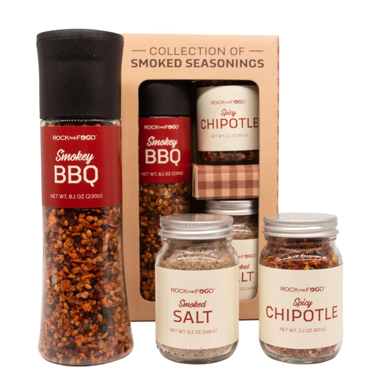Gourmet Smoked Seasonings & Rubs Gift Set - Smoked Salt, Spicy Chipotle & BBQ Rubs | Perfect for Grilling, Smoking & Enhancing Meats