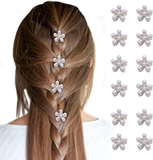 Glitz & Glamour Artificial Pearl Hair Clips - 12 Pack Mini Pearl & Flower Hairpins for Women & Girls | Wedding, Party & Everyday Hair Accessories