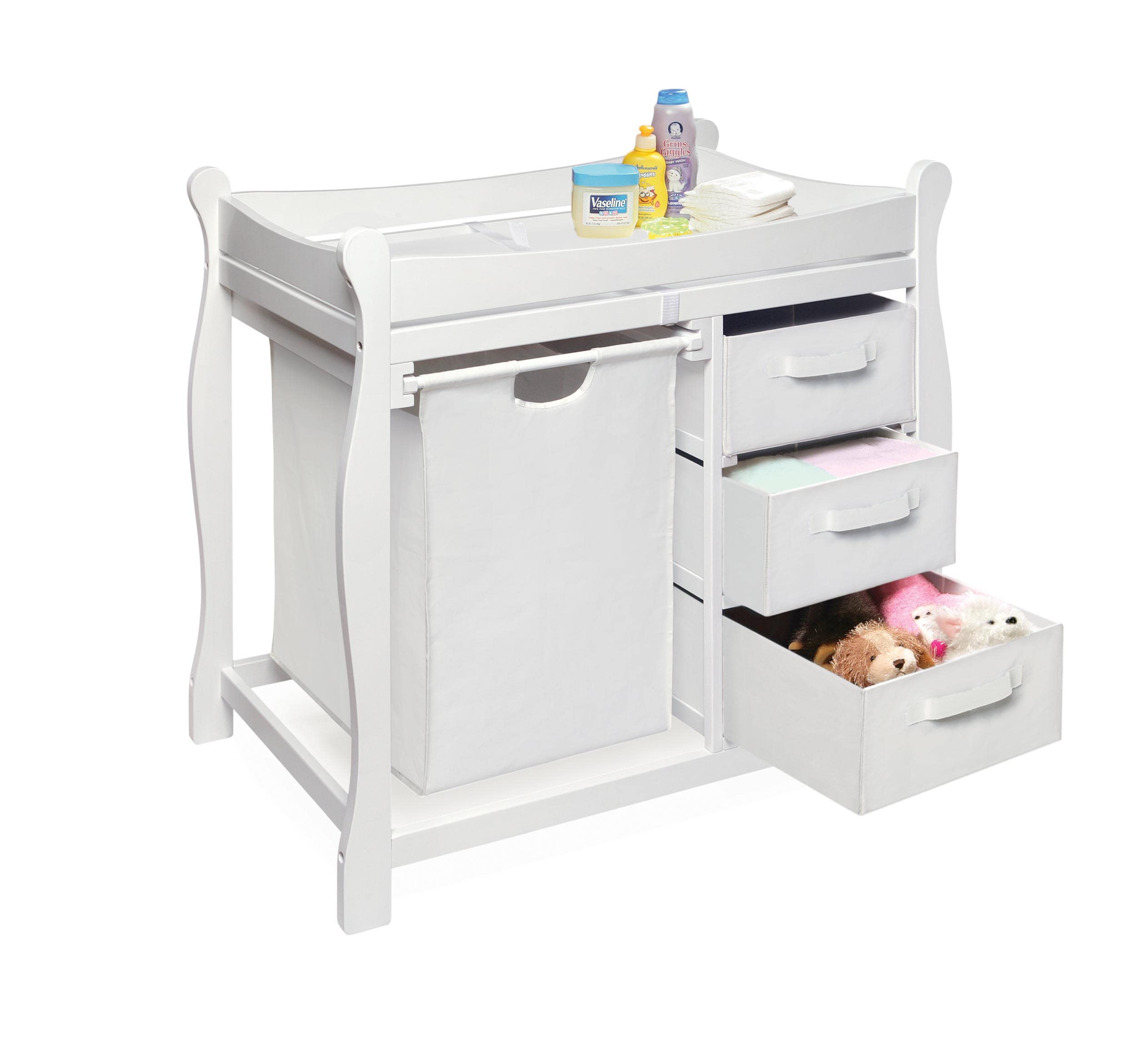 Badger Basket White Baby Changing Table with Storage - Nursery Organizer for Diapers & Baby Essentials | Perfect for Newborns & Toddlers