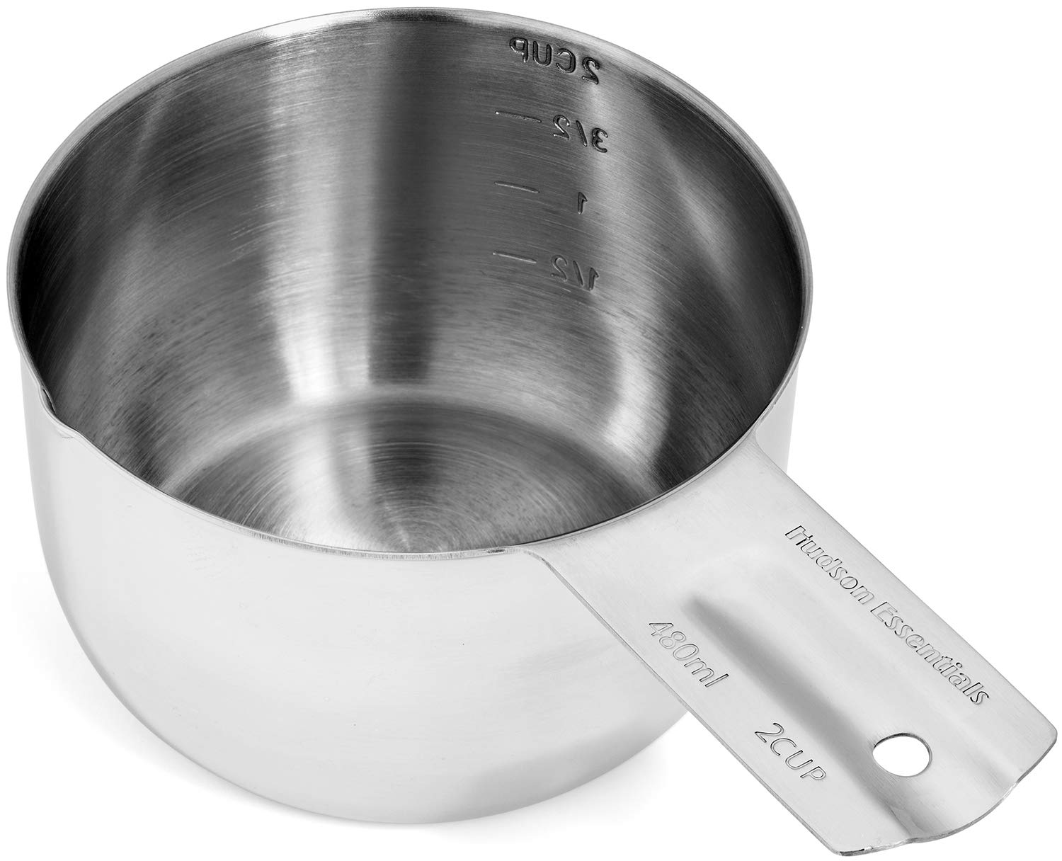 Hudson Essentials Stainless Steel Measuring Cups and Spoons Set - 1 Piece 2-Cup for Baking, Cooking & Kitchen - Durable & Rust-Proof Measuring Tools for Professional & Home Chefs