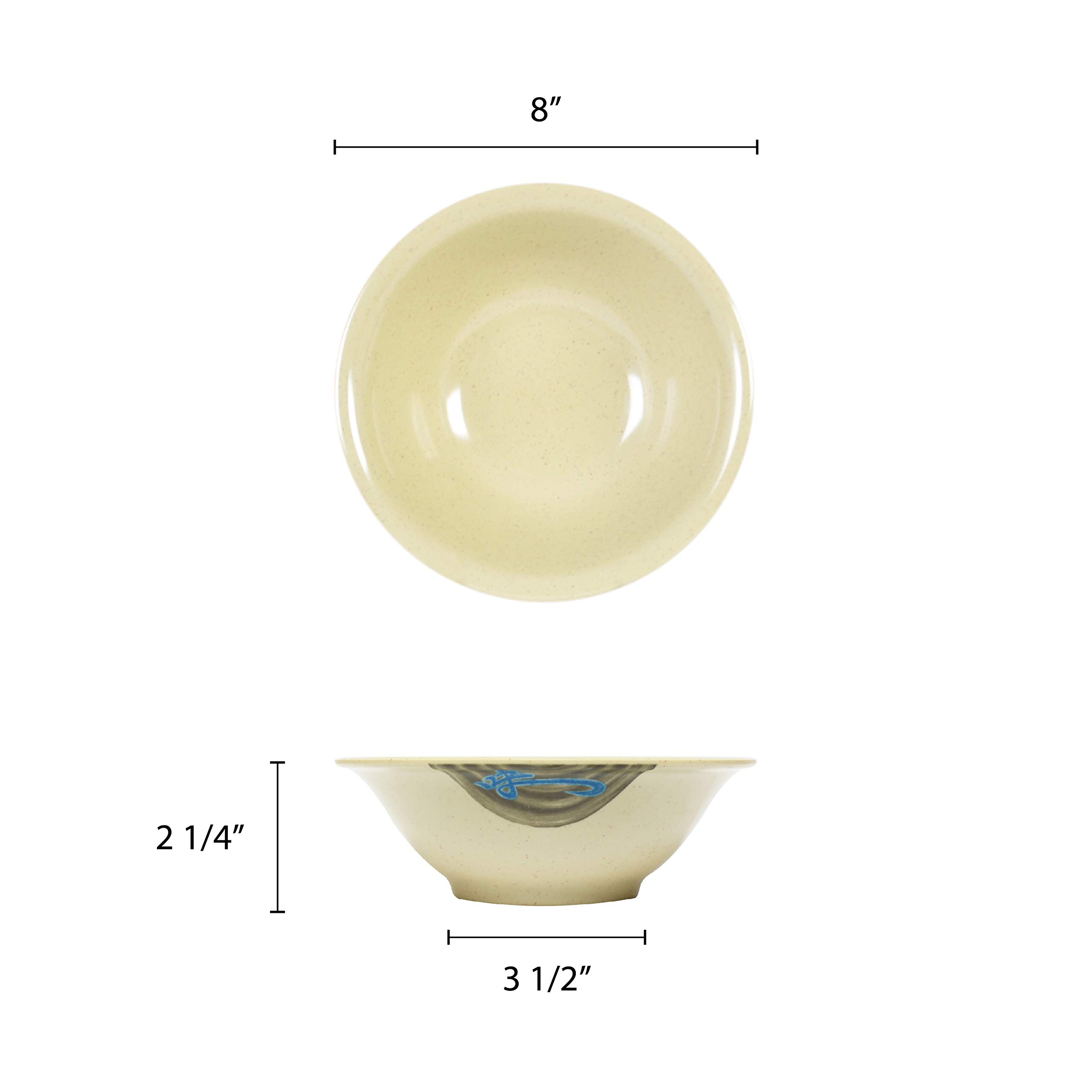Thunder Group Wei 34 oz Melamine Dinnerware Deep Bowl (8 Inch) - Set of 12 - Durable & Lightweight for Restaurants, Catering, and Outdoor Dining