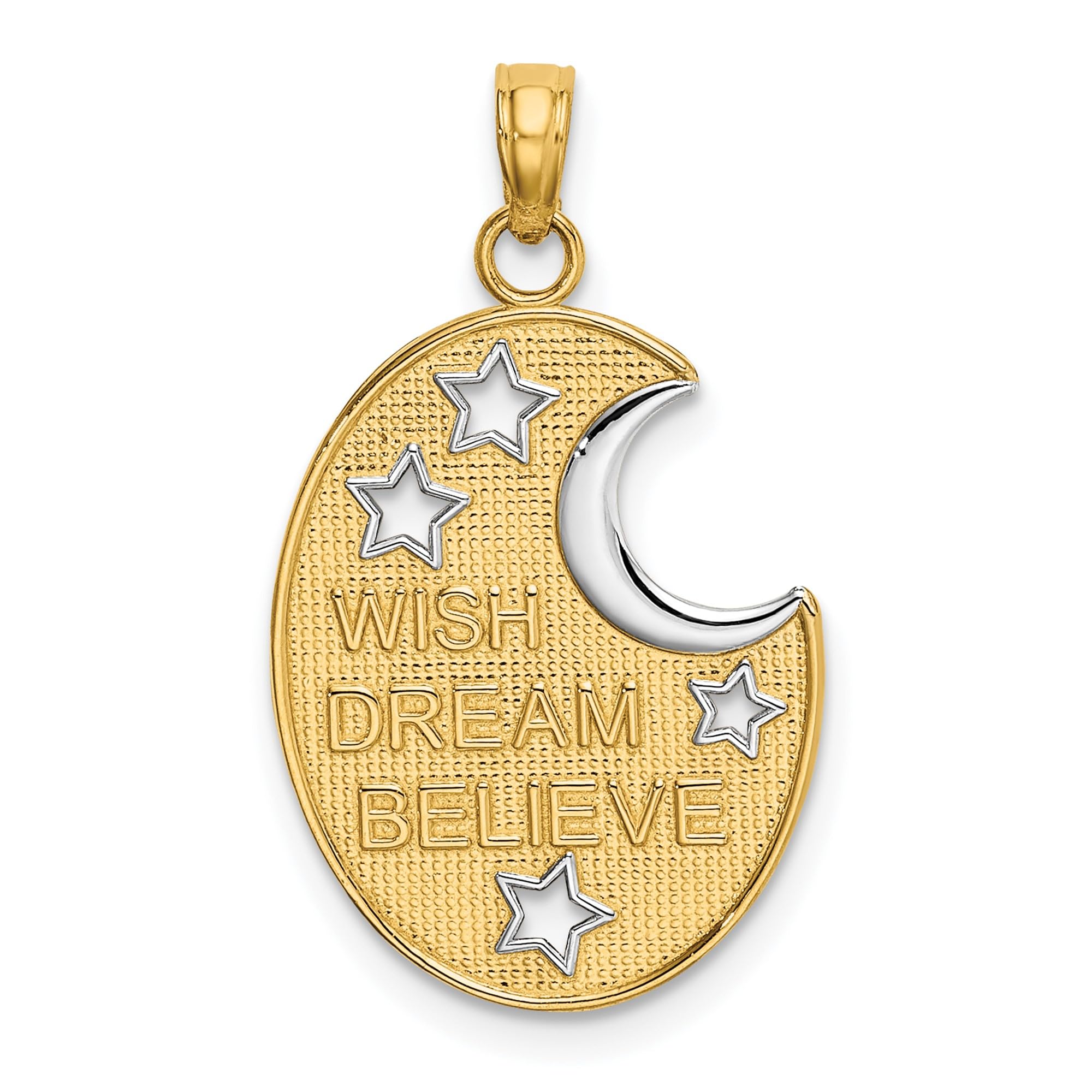 14K Solid Yellow Gold Wish Dream Believe Crescent Moon Stars Pendant Necklace for Women - Perfect for Gifts, Birthdays, Anniversaries & Everyday Elegance