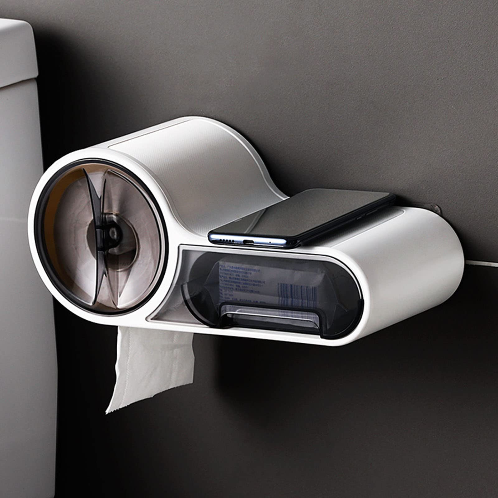 LERSHY Waterproof Wall-Mounted Whistle-Shaped Toilet Paper Holder - Multifunctional Bathroom Tissue Storage Shelf for Toilet Roll & Box - Perfect for Home, RV, and Office Bathroom Organization