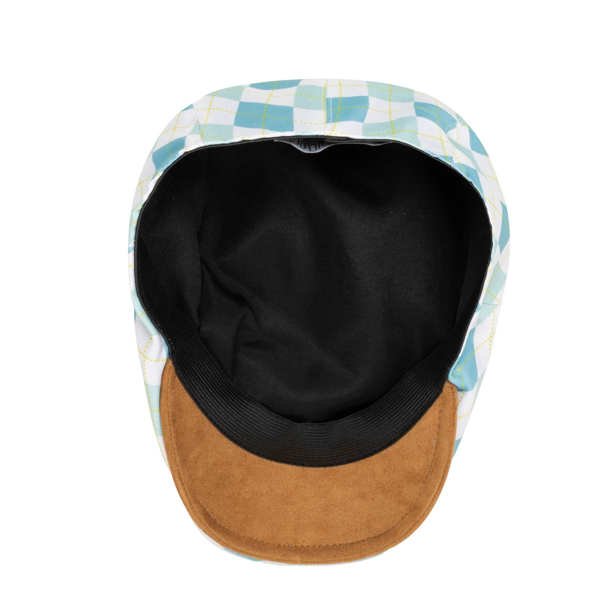 Boys' Plaid Golf Print Cut & Sew Drivers Cap with Faux Suede Brim - Stylish Kids Baseball Hat for Golf, School, and Outdoor Activities