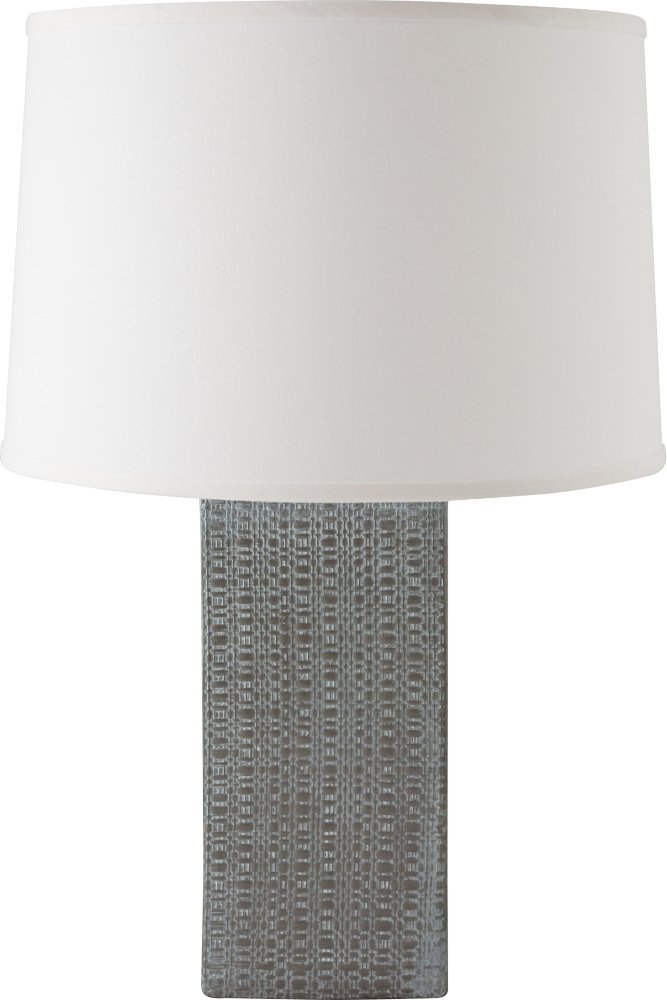 Linen Textured White Wash Gray Table Lamp - Modern Farmhouse Bedside Lighting for Living Room, Bedroom & Office Decor