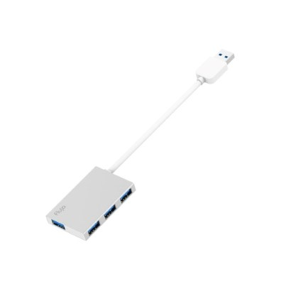 Fluxo AH 4S Ultra Slim 4-Port USB 3.0 Hub with Cable - Type A Silver | High-Speed Data Transfer for Laptop, PC, MacBook & Gaming Setup