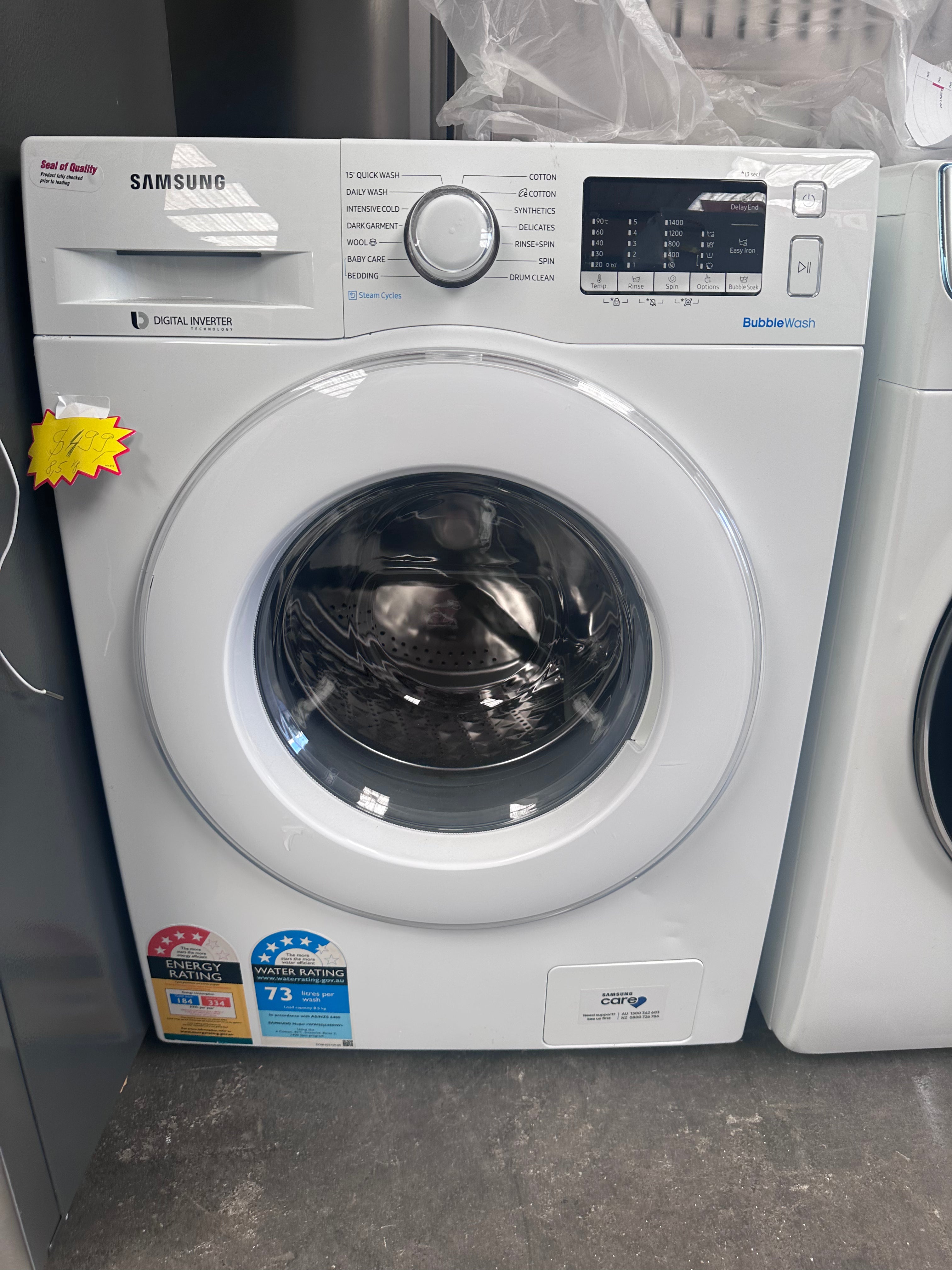 Refurbished Samsung 8.5kg BubbleWash Front Loading Washing Machine - Perfect for Apartments, Small Homes & Laundry Rooms