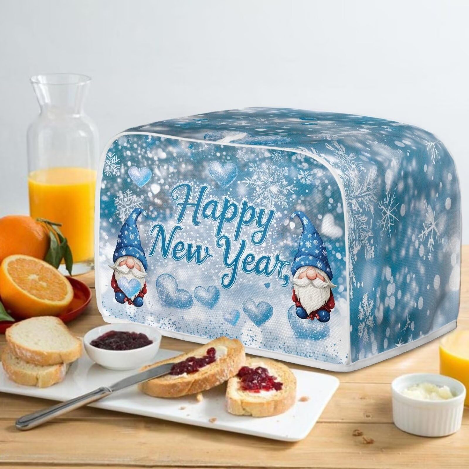 Lotusorchid Gnome Print 2-Slice Toaster Cover - Anti-Fingerprint Dust Protection for Bread Maker - Perfect for Kitchen Countertop & Holiday Decor (Christmas, New Year)