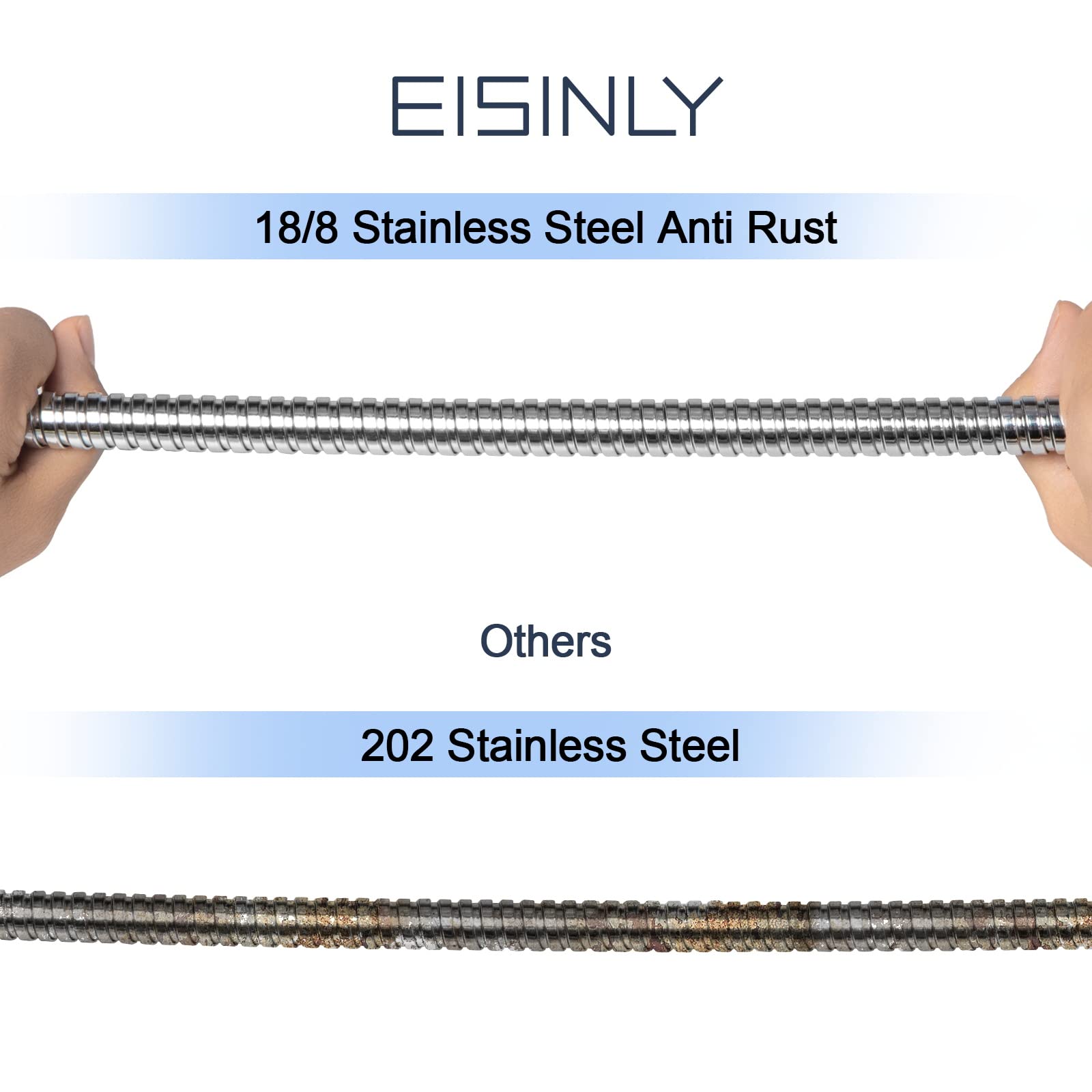 79 Inch Extra Long Stainless Steel Shower Hose with Brass Insert - Flexible Chrome Handheld Shower Head Replacement - Perfect for Bathroom, RV & Mobile Homes