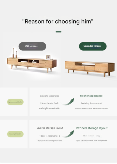 Solid Oak Wood Scandinavian TV Stand with Storage - Modern Living Room Entertainment Center for TV, Gaming & Media Storage