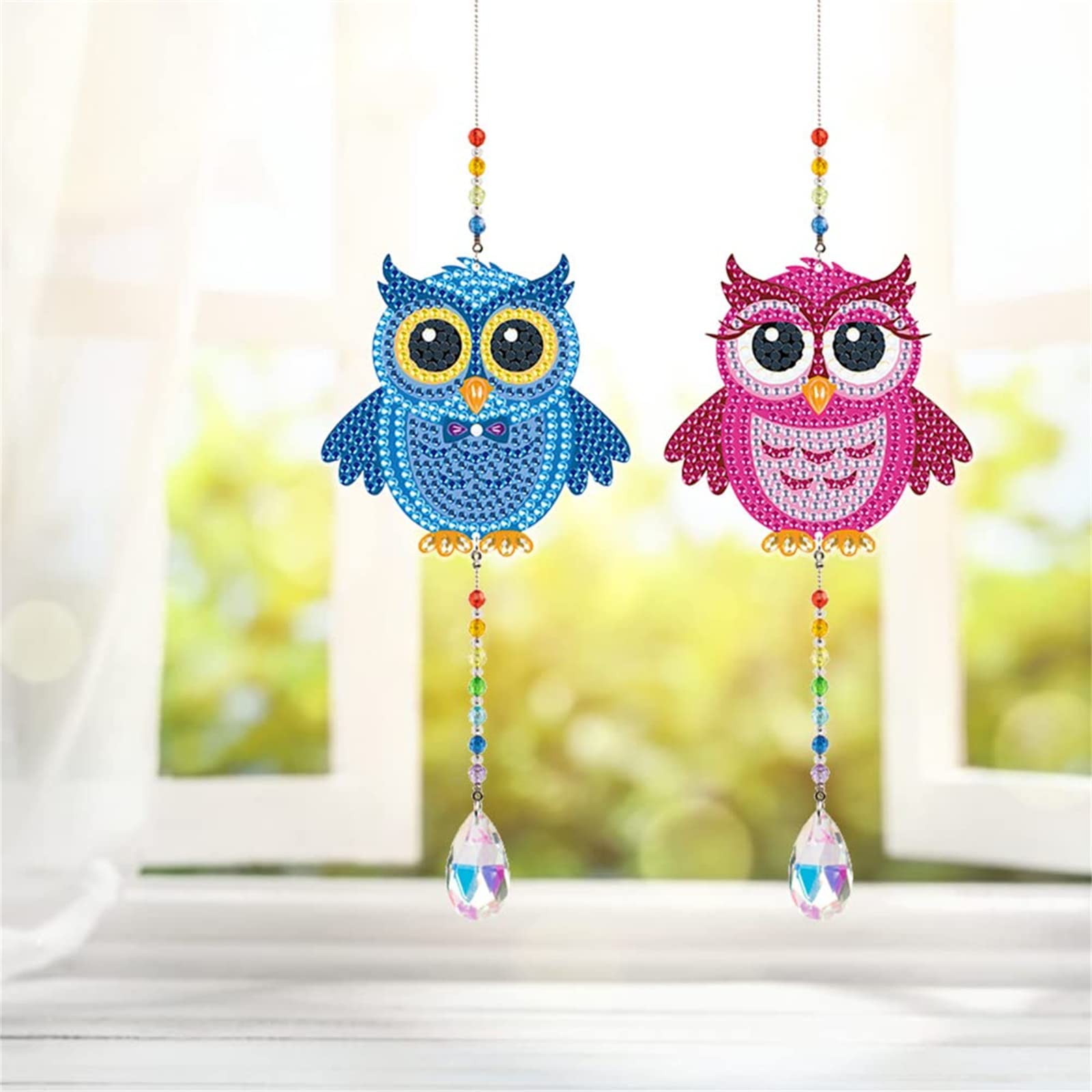 2Pcs DIY 5D Diamond Painting Suncatcher Kit - Rainbow Prism Window Hanging with Crystal Pendant for Home Decor, Gifts, Kids Room, Living Room & Bedroom Decoration - Create Stunning Light Reflections & Colorful Rainbows Indoors