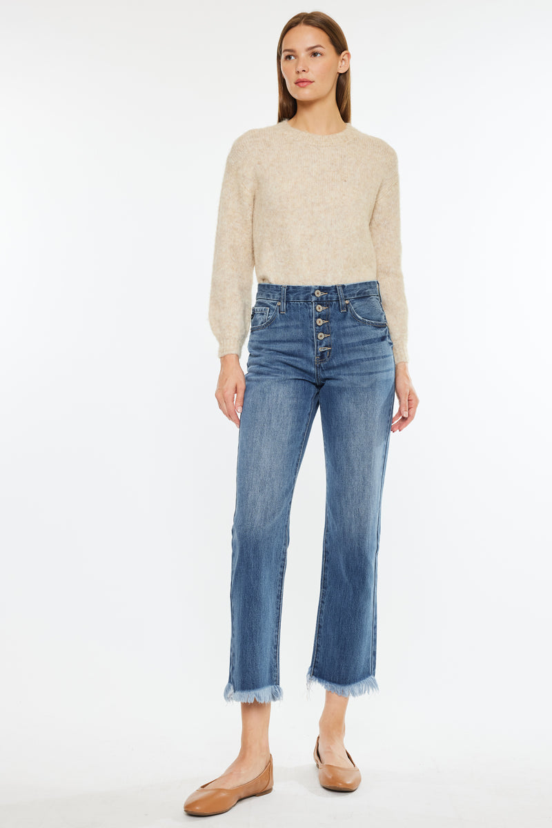 Taurus High Rise Straight Leg Jeans for Women - Stretchy Denim Pants, Comfortable & Flattering Fit - Perfect for Casual Wear, Office & Date Nights