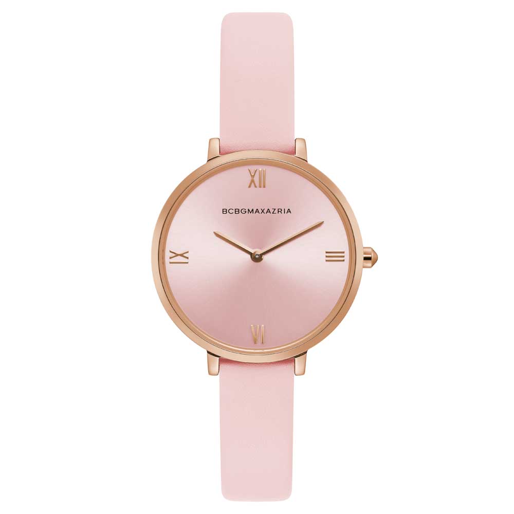 BCBGMAXAZRIA Women's Quartz Rose Gold Stainless Steel Watch with Pink Leather Strap BG50668002 - Elegant Dress Watch for Office, Party & Special Occasions